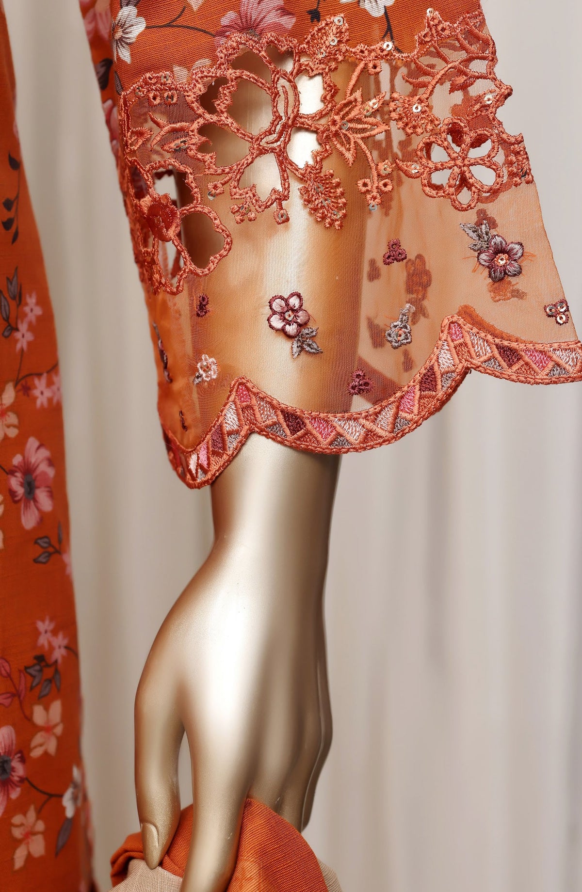 Raya by Sadabahar Embroidered Khaddar Stitched 3 Piece Suit - D-02 - SBD26DFS - Rust - Festive Collection