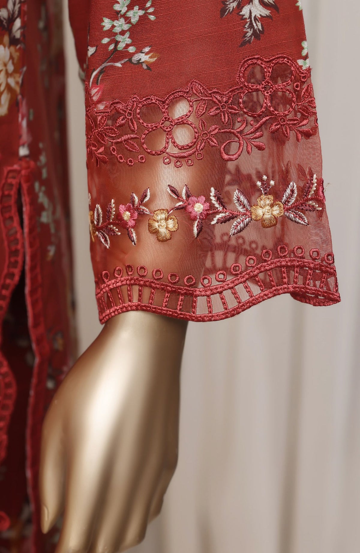 Raya by Sadabahar Embroidered Khaddar Stitched 3 Piece Suit - D-06 - SBD26DFS - Red - Festive Collection