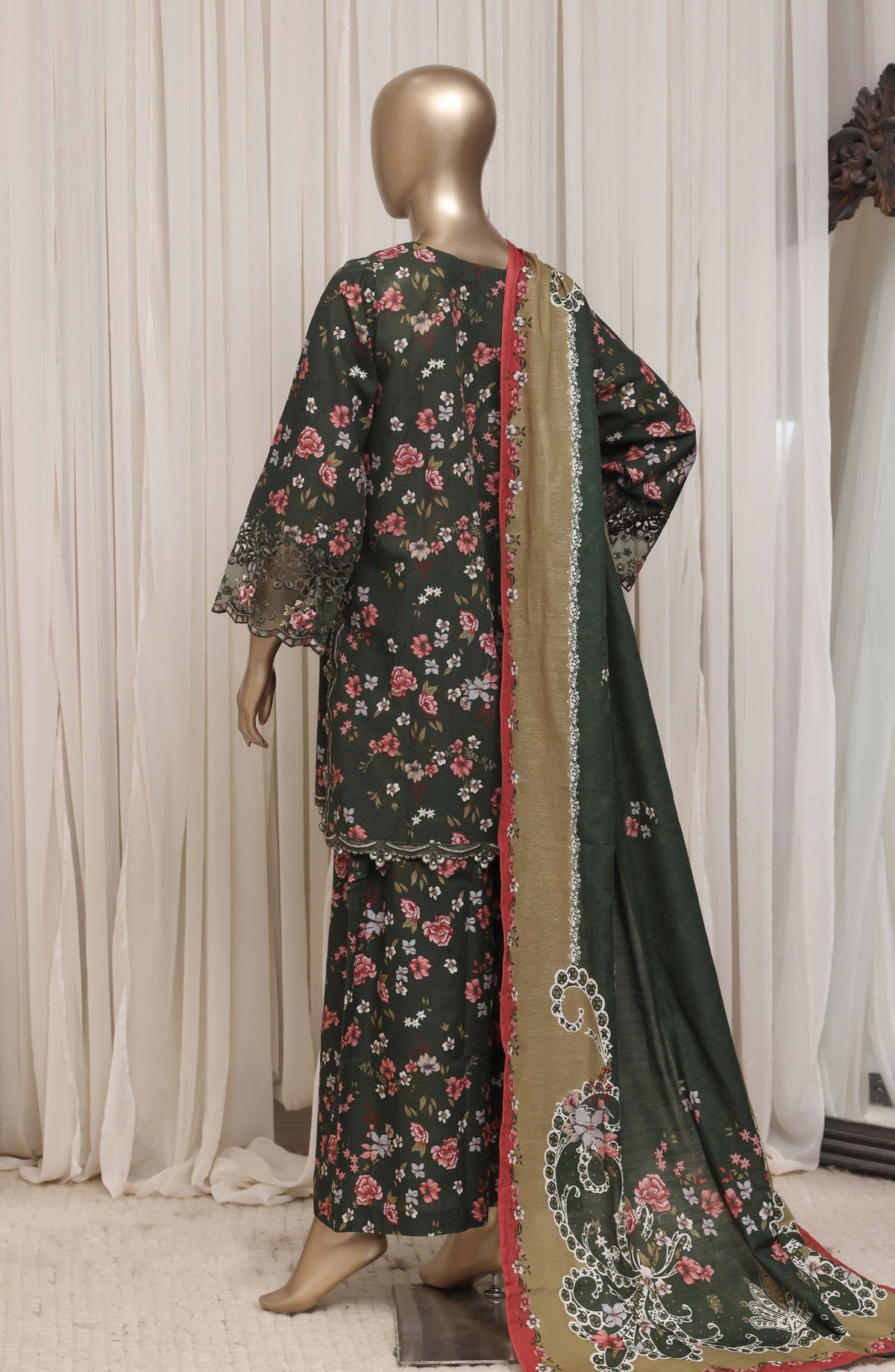 Raya by Sadabahar Embroidered Khaddar Stitched 3 Piece Suit - D-07 - SBD26DFS - Green - Festive Collection