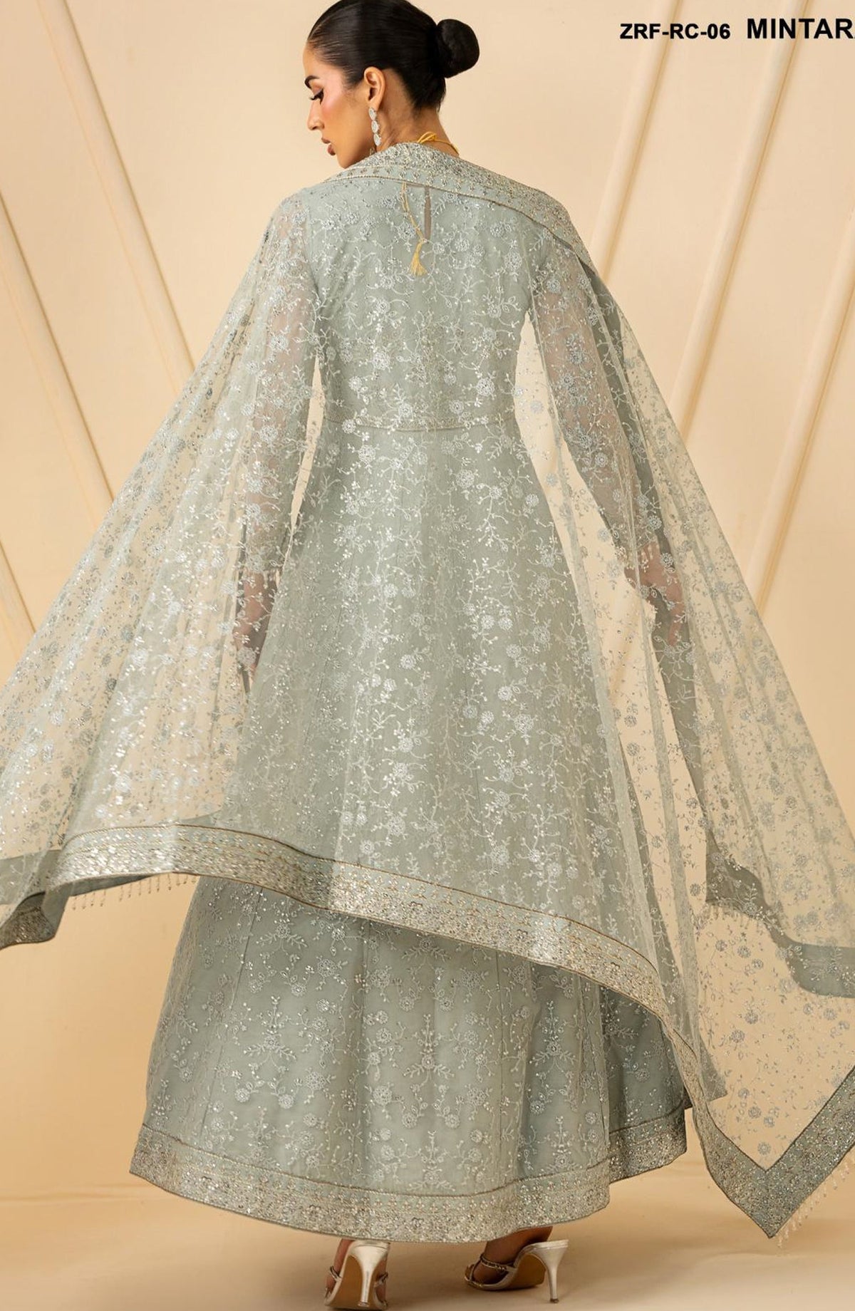 Riwayat by Zarif Embroidered Net Unstitched 3 Piece Suit - RC-06 MINTARA - ZRF26RWT - Blue - Festive Collection