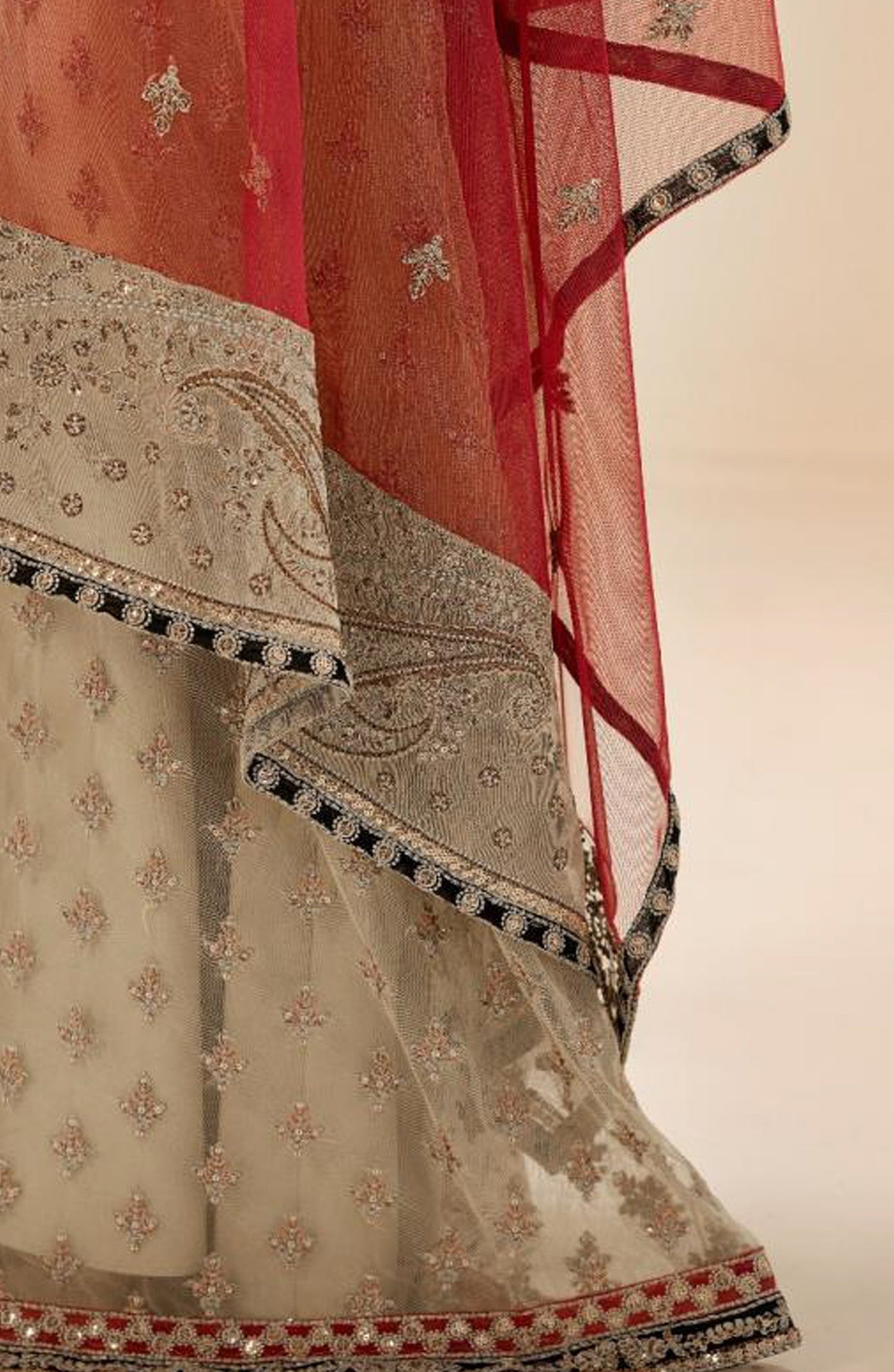 Riwayat by Zarif Embroidered Net Unstitched 3 Piece Suit - RC-04 SANDALI - ZRF26RWT - Fawn - Festive Collection