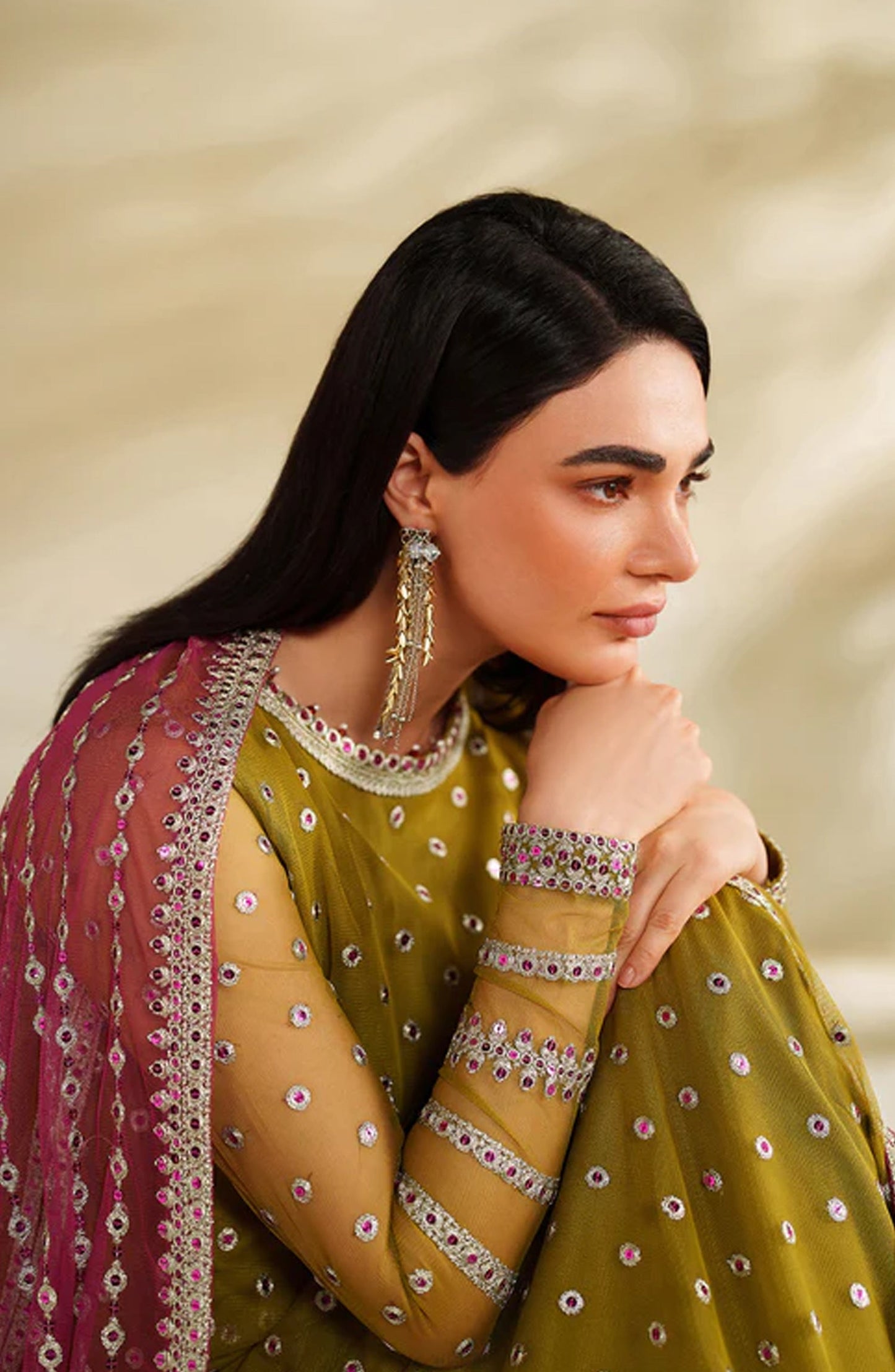 Roohi by Zarif Embroidered Net Unstitched 3 Piece Suit - ZRF-RFE-05 Janeer - ZRF25ROH - Dhani - Formals Collection