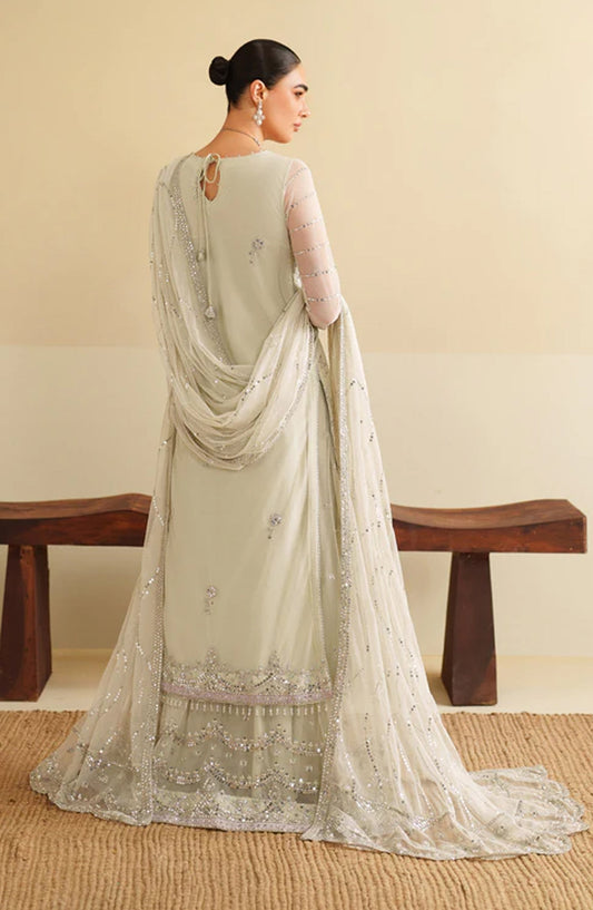 Roohi by Zarif Embroidered Net Unstitched 3 Piece Suit - ZRF-RFE-02 Leemah - ZRF25ROH - White - Formals Collection