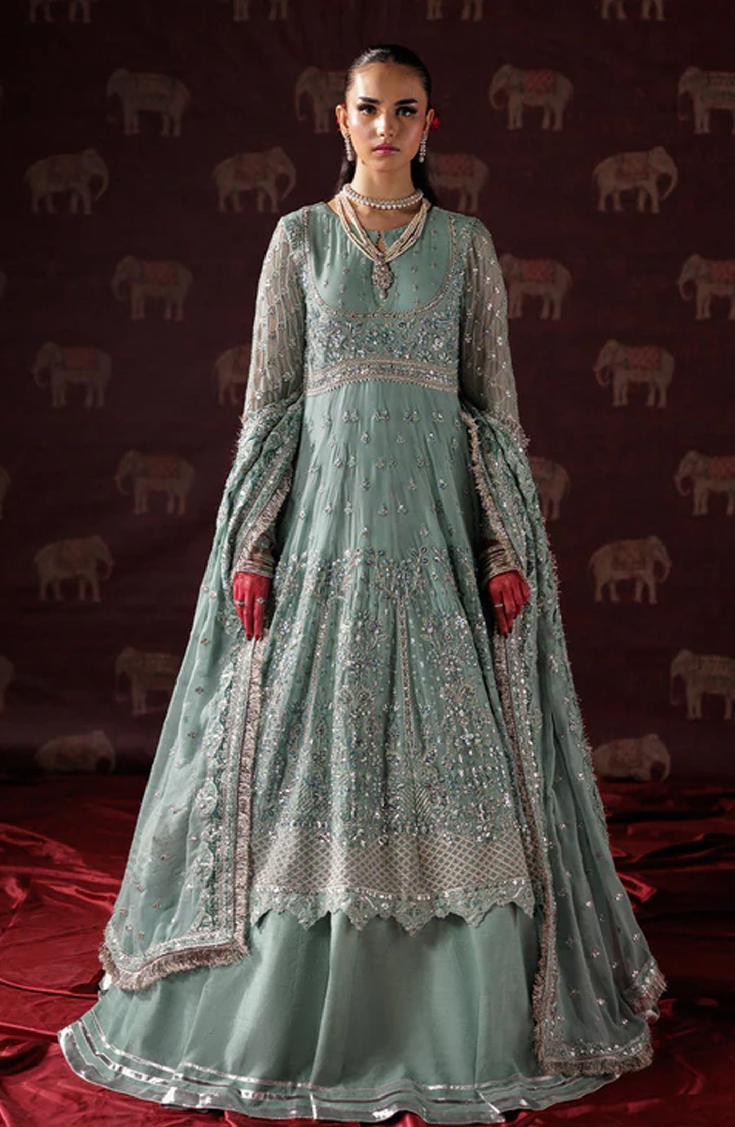 Saad Shaikh x Meeral Panache Luxury Embroidered Chiffon Unstitched 3 Piece Suit - D-08 - SSH25PN - Blue - Formals Collection