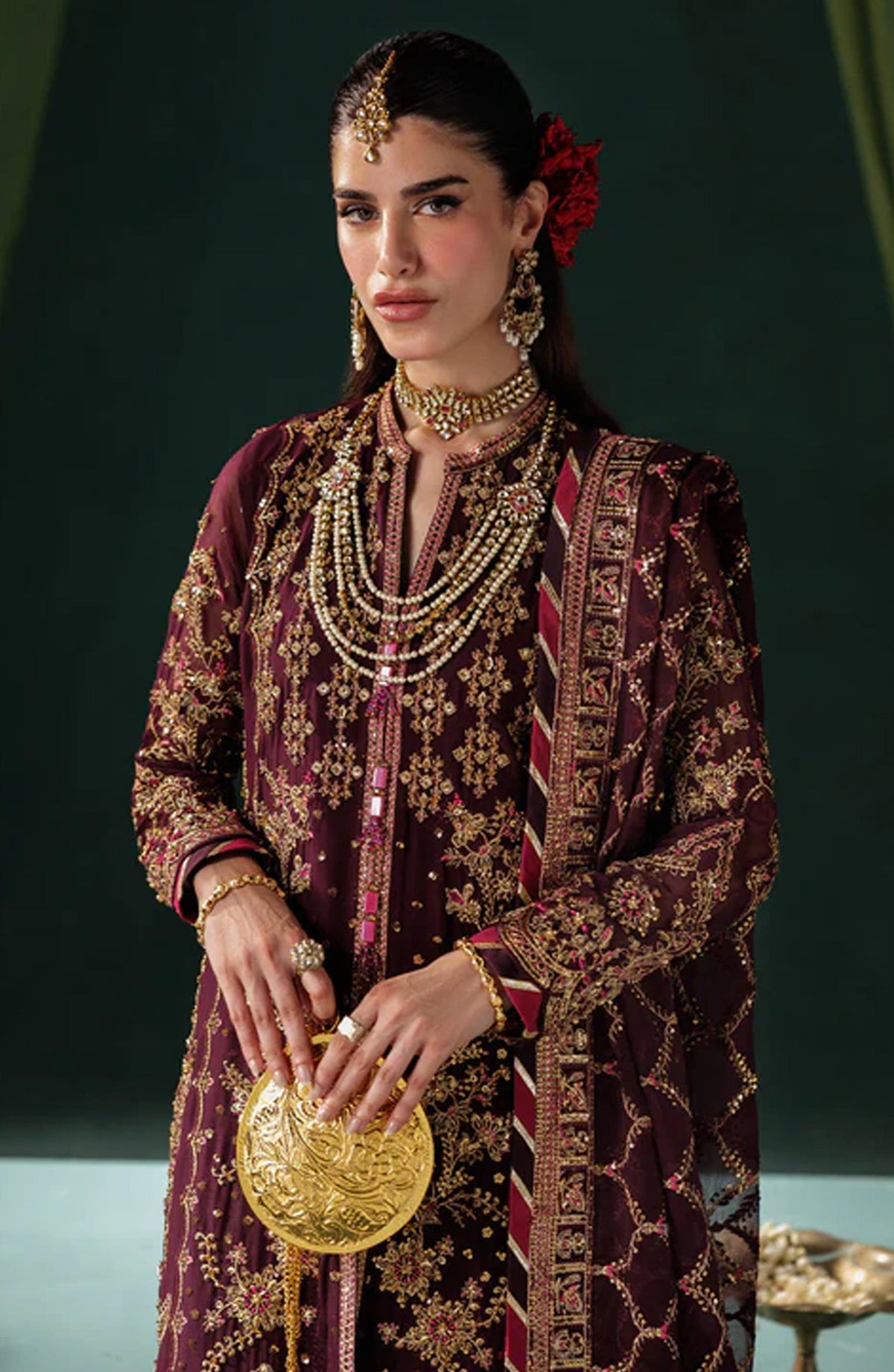 Saad Shaikh x Meeral Panache Luxury Embroidered Chiffon Unstitched 3 Piece Suit - D-06 - SSH25PN - Purple - Formals Collection