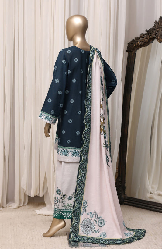 Sadabahar Printed Khaddar Stitched 3 Piece Suit - D-01 - SBD26RPN - Blue - Winter Collection