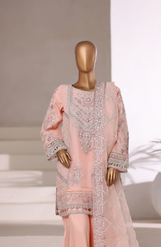 Sadabahar Exclusive Embroidered Organza Stitched 3 Piece Suit - DFE-03 B30 - SBD26DFE - Pink - Luxury Collection