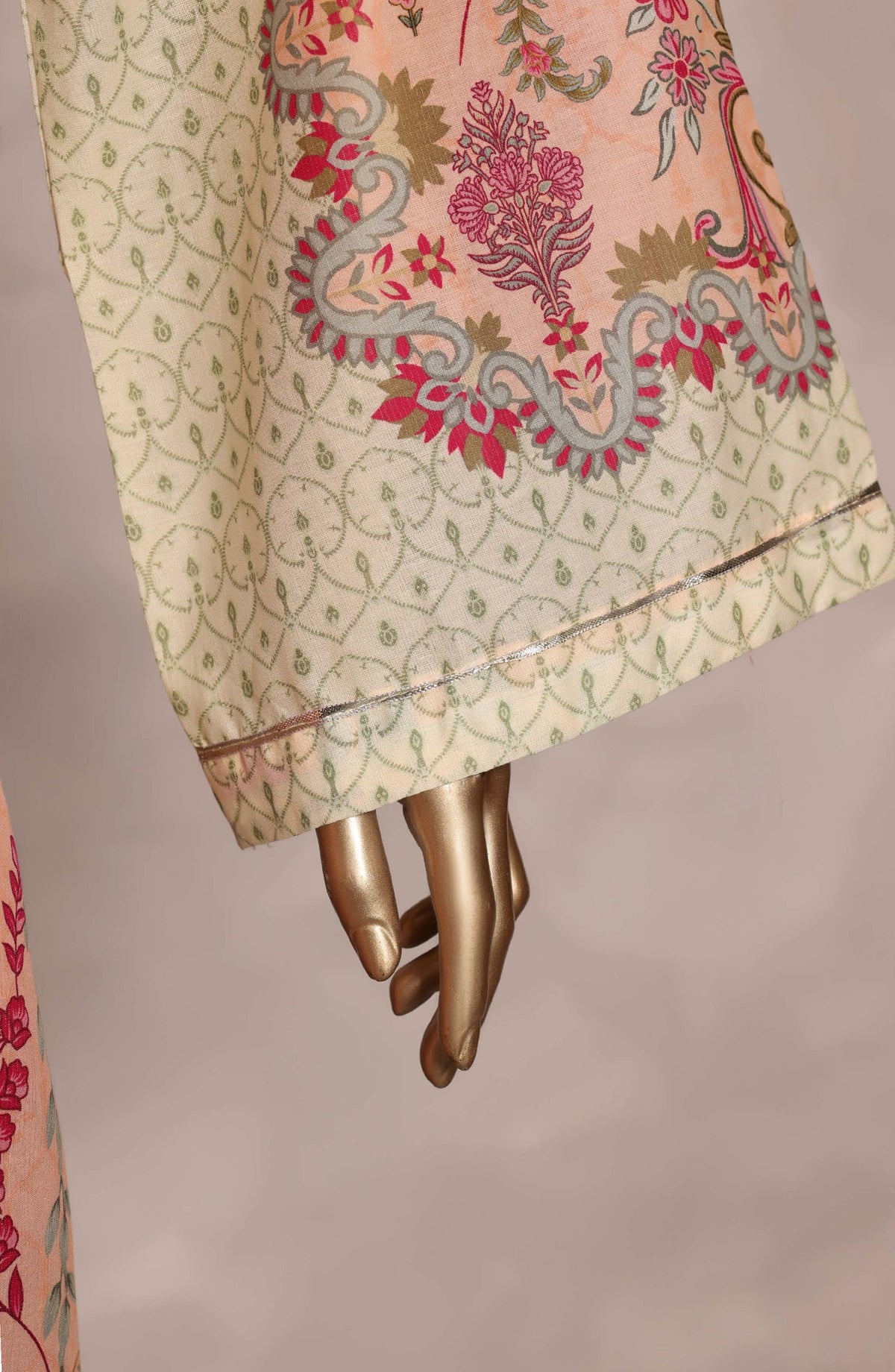 Sadabahar Printed Chamti Cotton Stitched Kaftan 3 Piece Suit - D-09 - SBD26TRF - Peach - Summer Collection