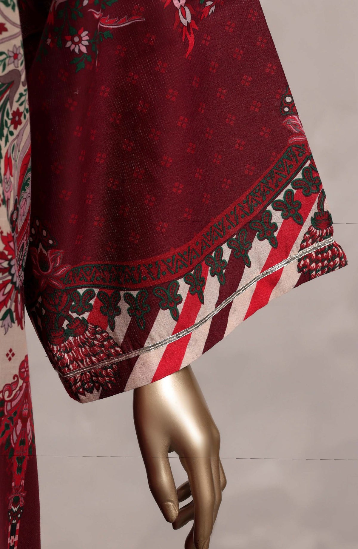 Sadabahar Printed Chamti Cotton Stitched Kaftan 3 Piece Suit - D-06 - SBD26TRF - Cream/Red - Summer Collection