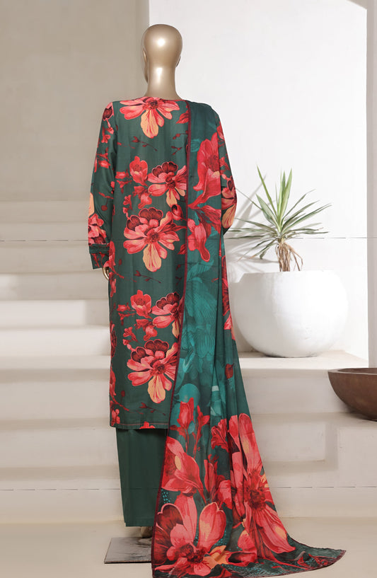 Sadabahar Printed Cotton Lawn Stitched 3 Piece Suit - Design-07 - SBD25PRN - Green - Summer Collection