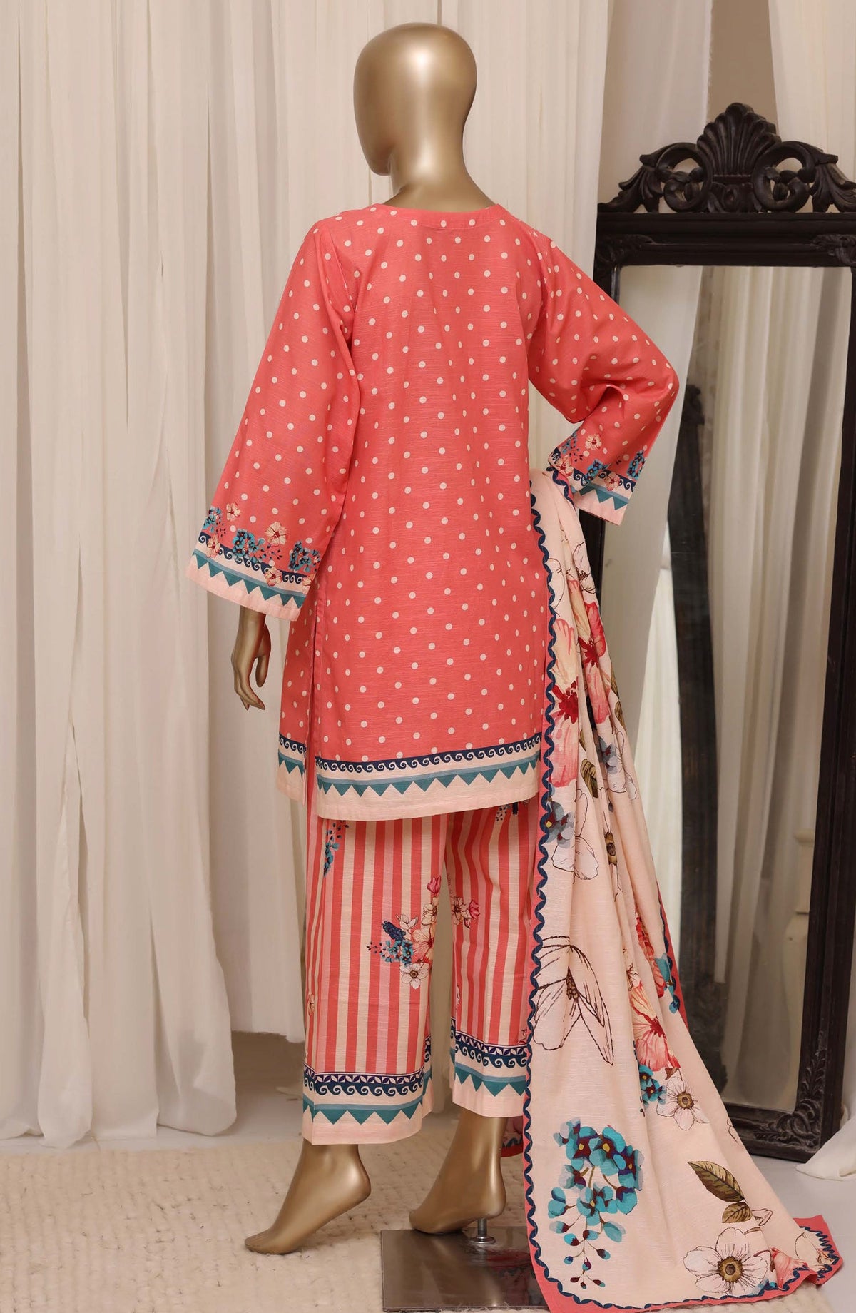 Sadabahar Printed Khaddar Stitched 3 Piece Suit - D-12 - SBD26KHD - Pink - Winter Collection