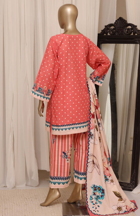 Sadabahar Printed Khaddar Stitched 3 Piece Suit - D-12 - SBD26KHD - Pink - Winter Collection