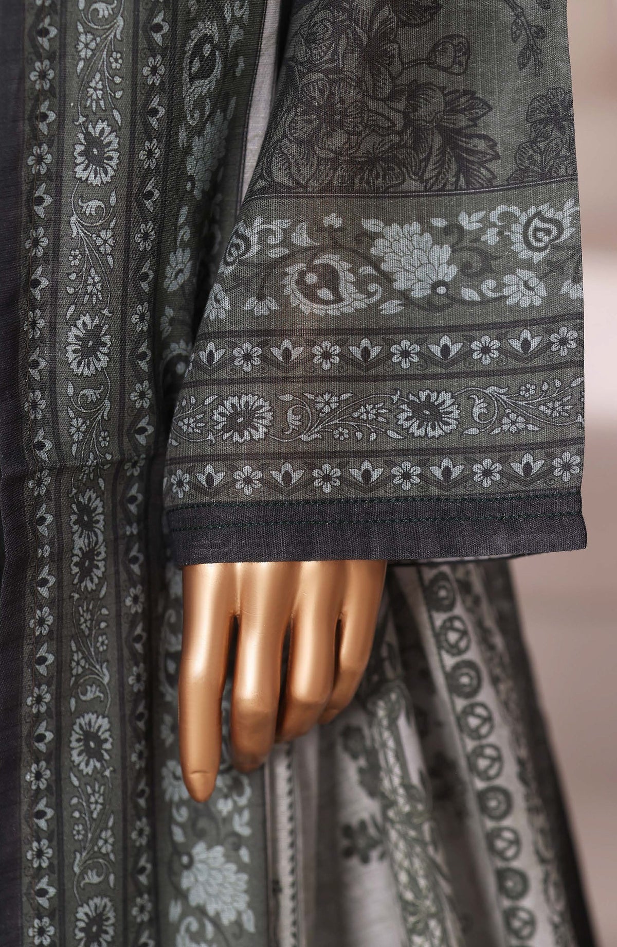 Sadabahar Printed Khaddar Stitched 3 Piece Suit - Design-07 - SBD25KHD - Grey - Winter Collection