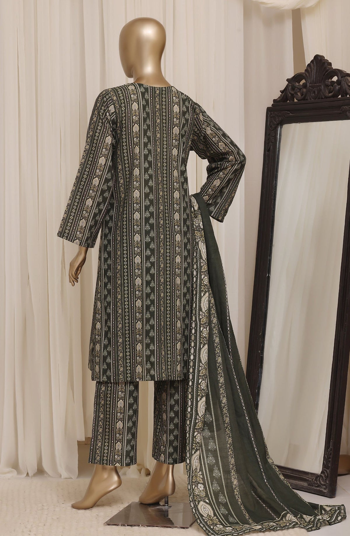 Sadabahar Printed Khaddar Stitched 3 Piece Suit - D-01 - SBD26KTW - Green - Winter Collection