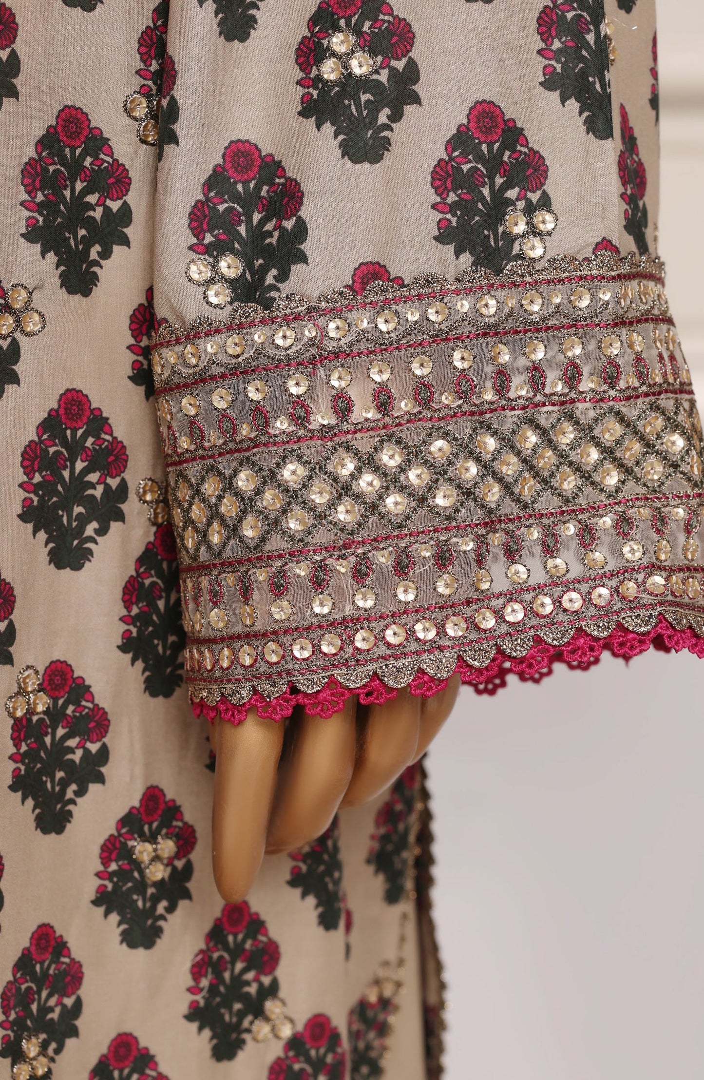 Sadabahar Regal Embroidered Lawn Stitched 3 Piece Suit - D-06 - SBD26RGR - Fawn - Festive Collection