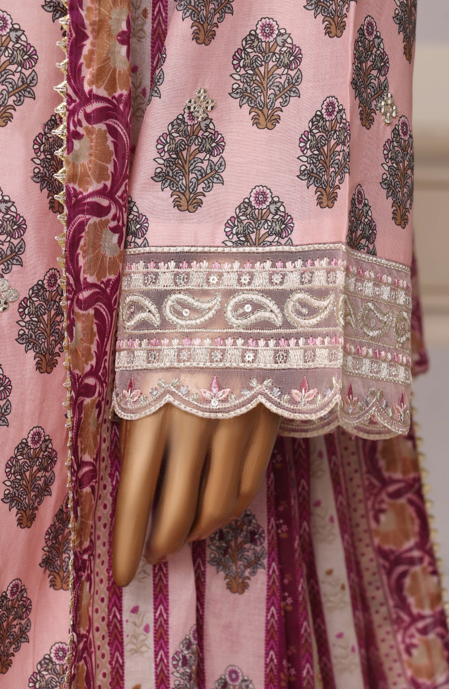 Sadabahar Regal Embroidered Lawn Stitched 3 Piece Suit - D-02 - SBD26RGR - Pink - Festive Collection