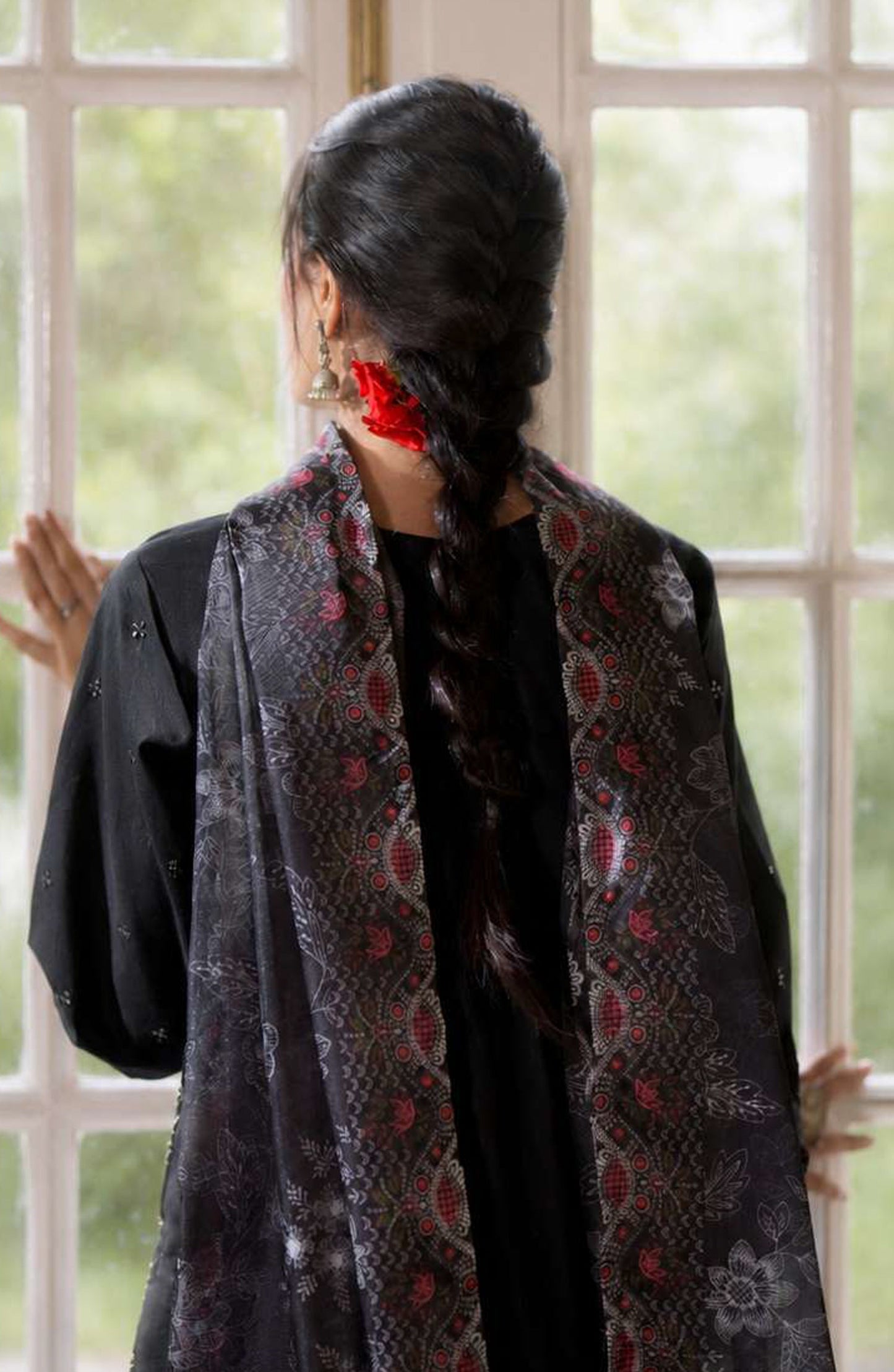 Sakoon by Casual Lite Embroidered Cotton Lawn Stitched 3 Piece Suit - Outfit-04 The Black - CL26SKN - Summer Collection