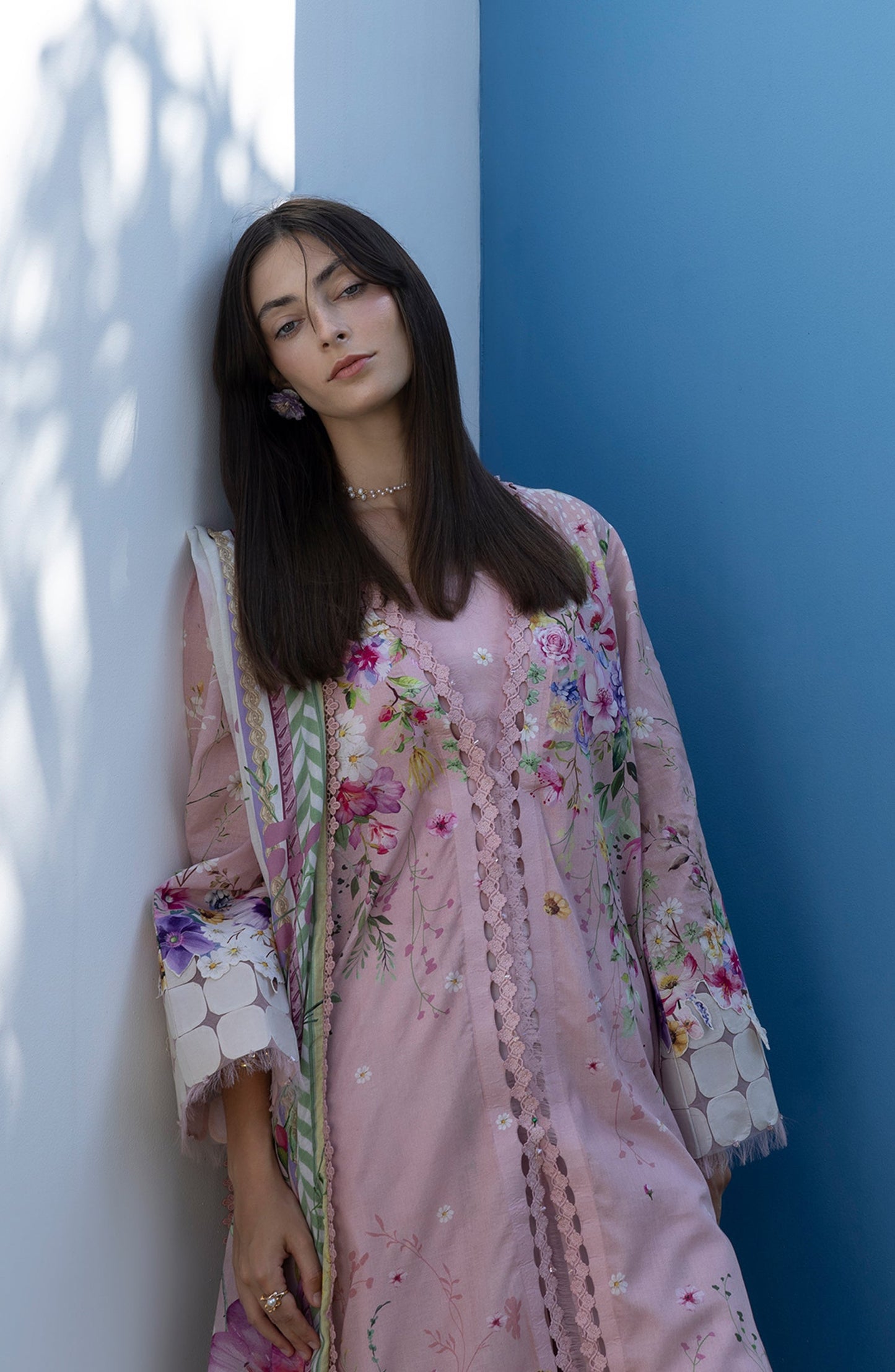 Santorini by Elaf Premium Digital Printed Lawn Unstitched 3 Piece Suit - EPN-02 ANGEL - EL26SNT - Pink - Summer Collection