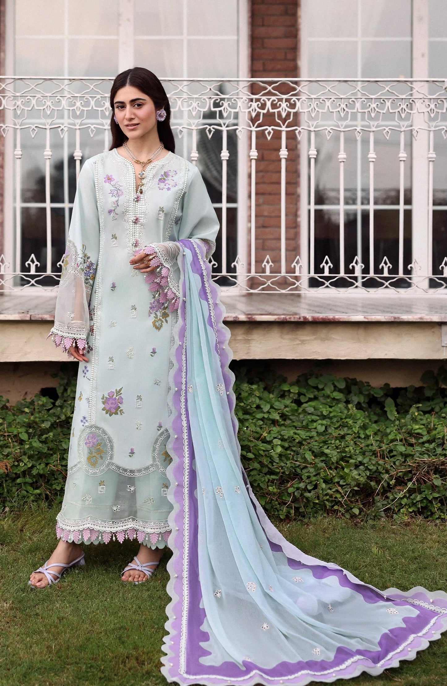 Sardinia Embroidered Lawn Unstitched 3 Piece Suit - Misty Morning - SRD26LW - Sky Blue - Summer Festive Collection