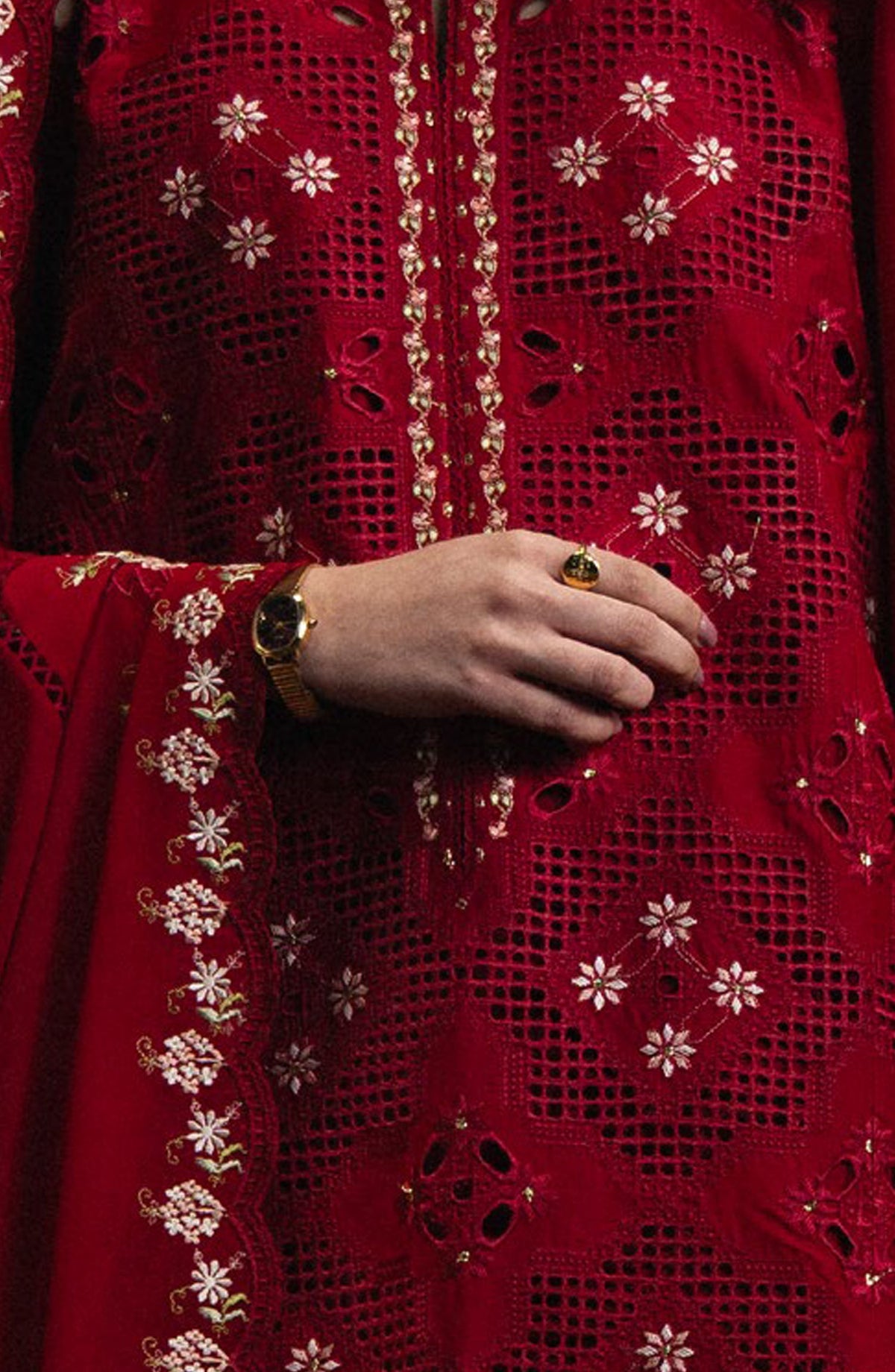 Satori by Zara Shahjahan Embroidered Lawn Unstitched 3 Piece Suit - AKARI-D8 - ZS26ST - Red - Luxury Summer Collection