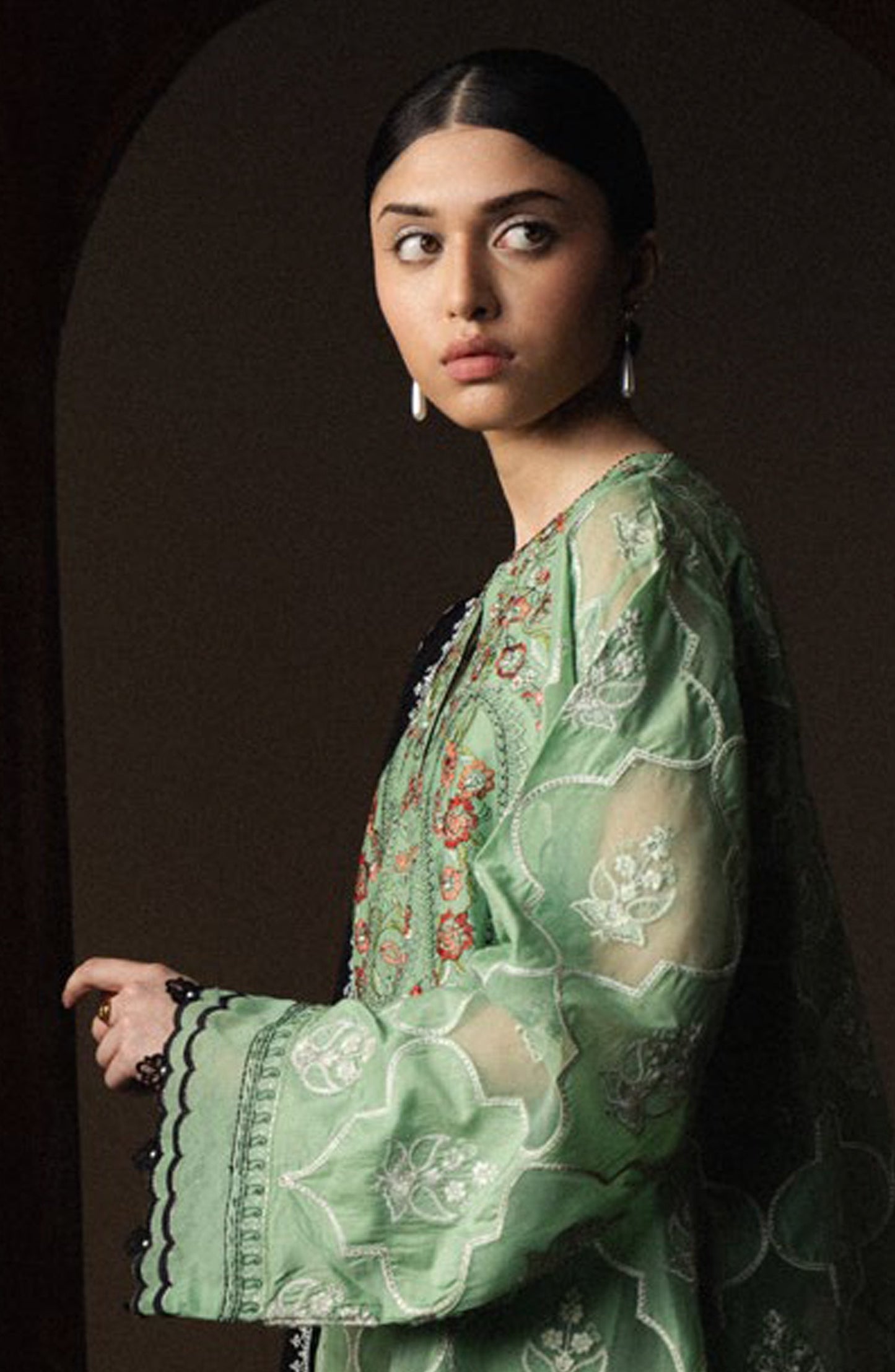 Satori by Zara Shahjahan Embroidered Lawn Unstitched 3 Piece Suit - MIDORIYA-D6 - ZS26ST - Green - Luxury Summer Collection