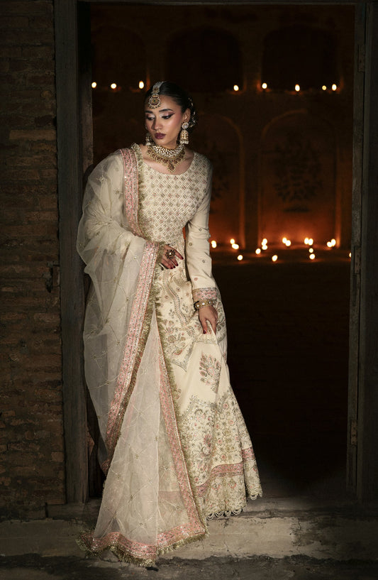 Singhar by Saad Shaikh X Meeral Luxury Embroidered Raw Silk Unstitched 3 Piece Suit - SITARA - SSH25SNG - Off White - Festive Collection