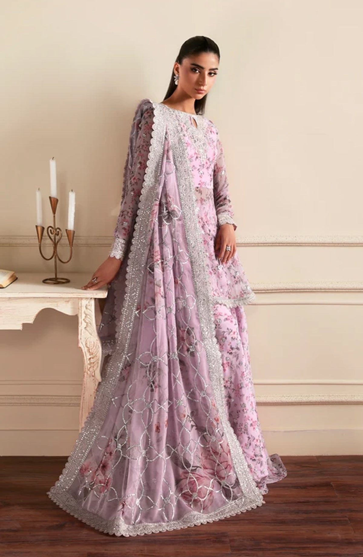 Siraya by Zarif Embroidered Chiffon Unstitched 3 Piece Suit - 09 Hinna - ZRF26SRY - Pink - Formal Collection