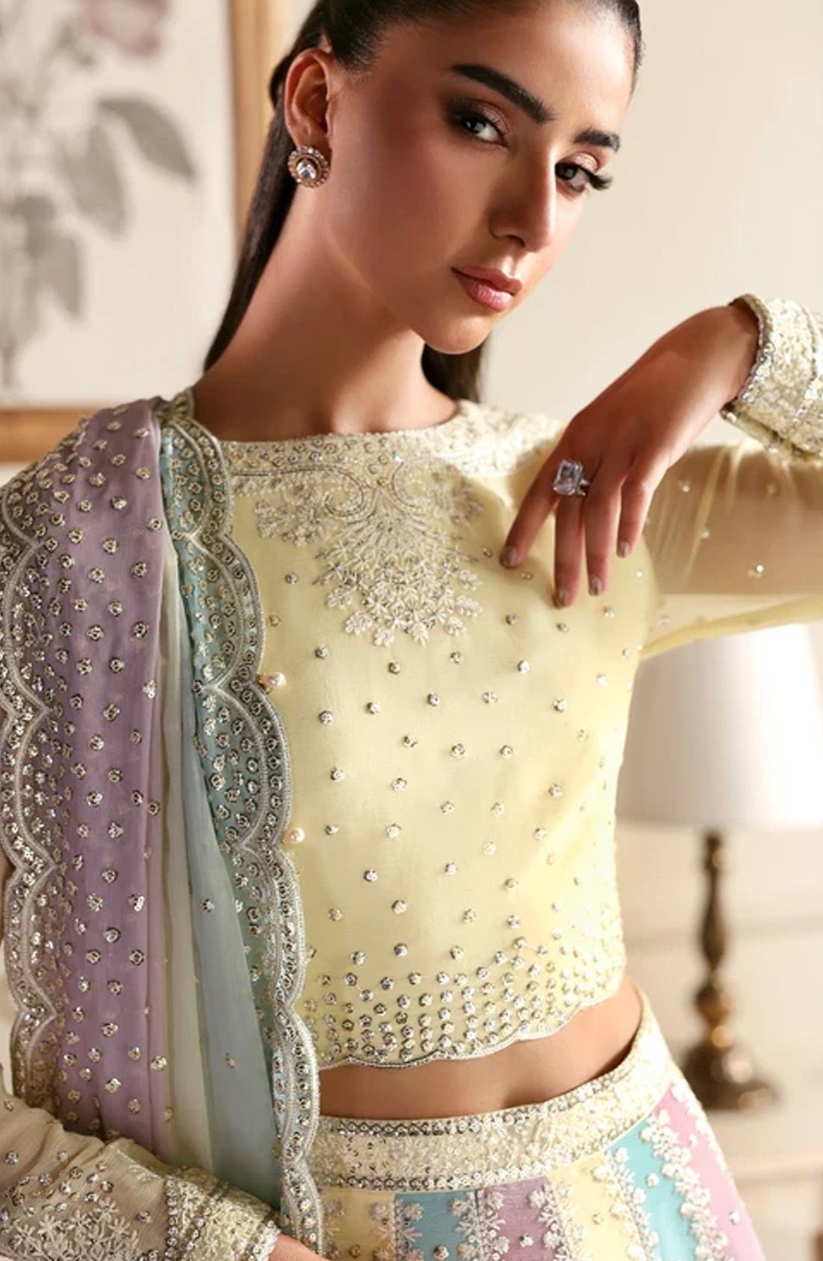 Siraya by Zarif Embroidered Chiffon Unstitched 3 Piece Suit - 01 Sonal - ZRF26SRY - Multi - Formal Collection