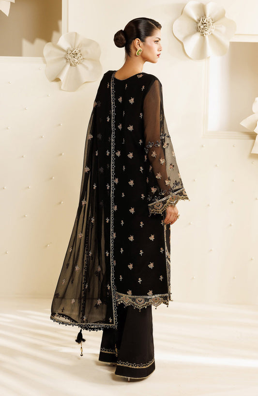 Sireine by Alizeh Embroidered Chiffon Unstitched 3 Piece Suit - 2294 - ALZ26RN - Black - Formal Collection