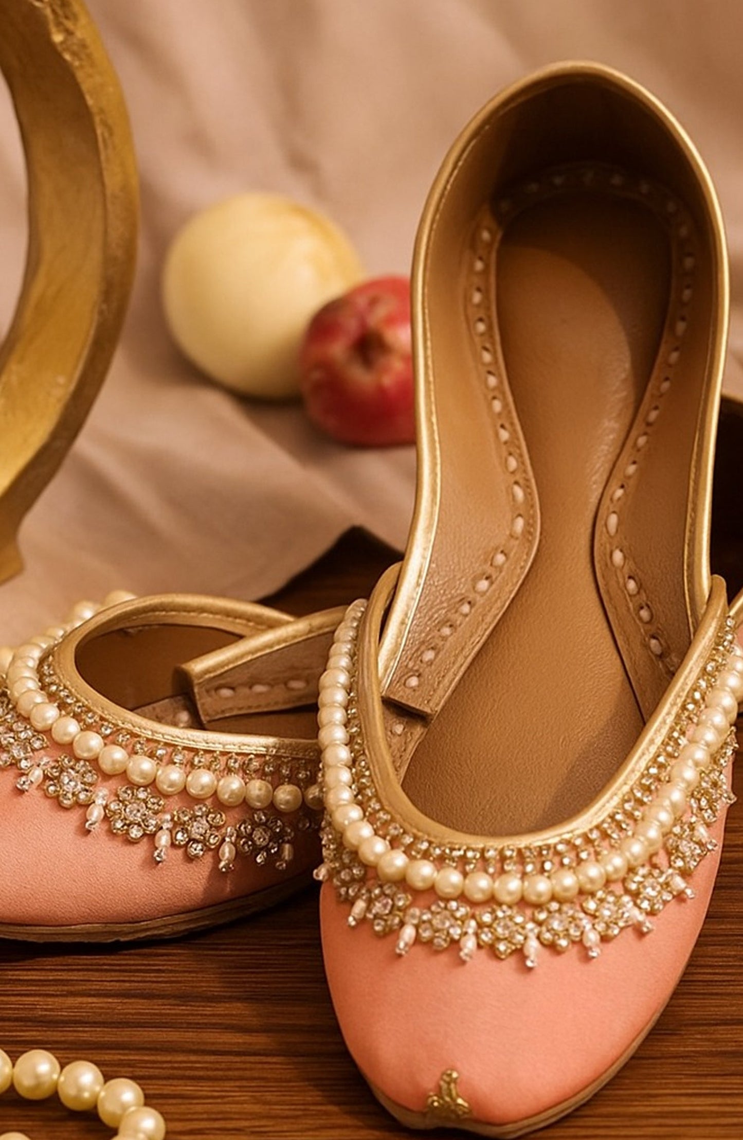 SnF Formal SNF26FK Light Pink Khussa With White Pearls-2144