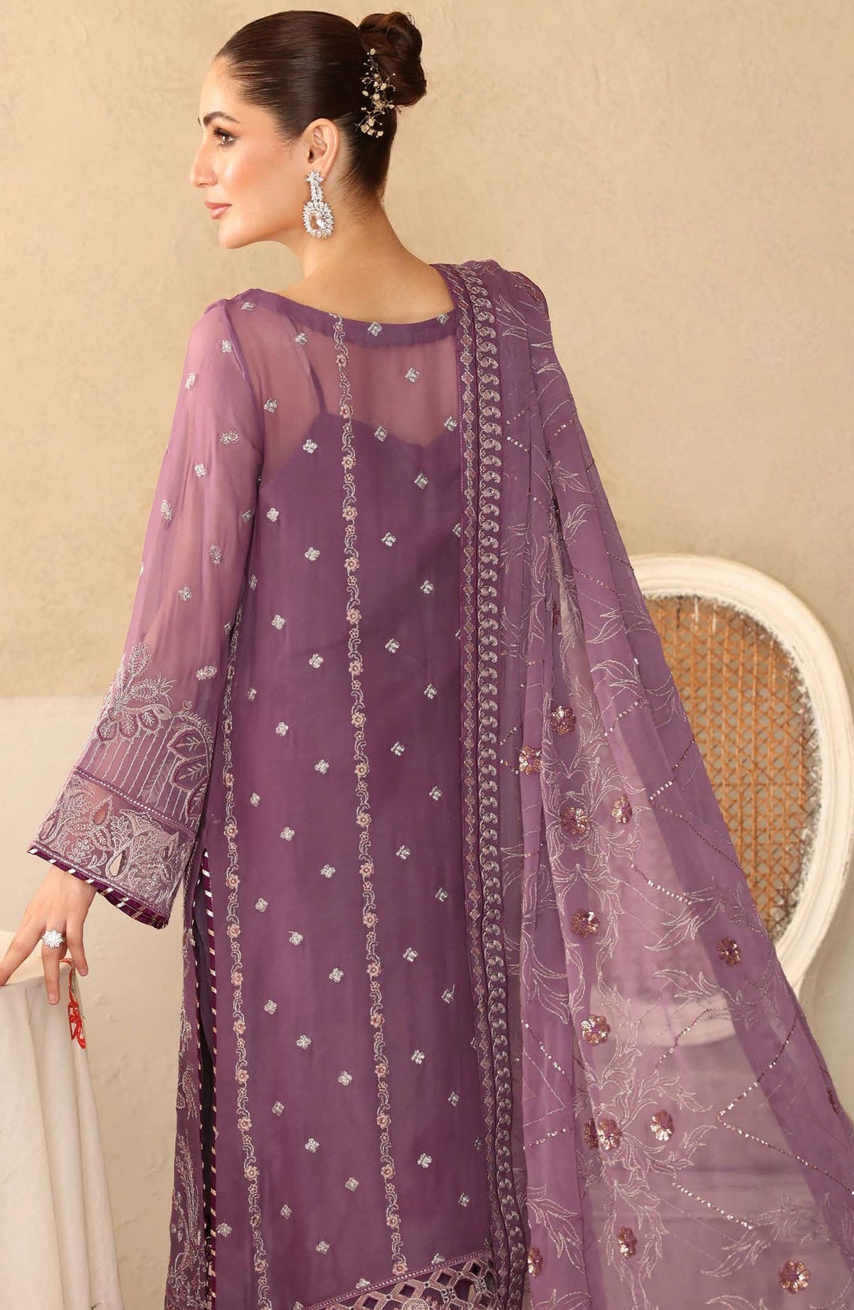 Sonehri by Ramsha Embroidered Chiffon Unstitched 3 Piece Suit - BB-207 - RM25SOHN - Purple - Formals Collection