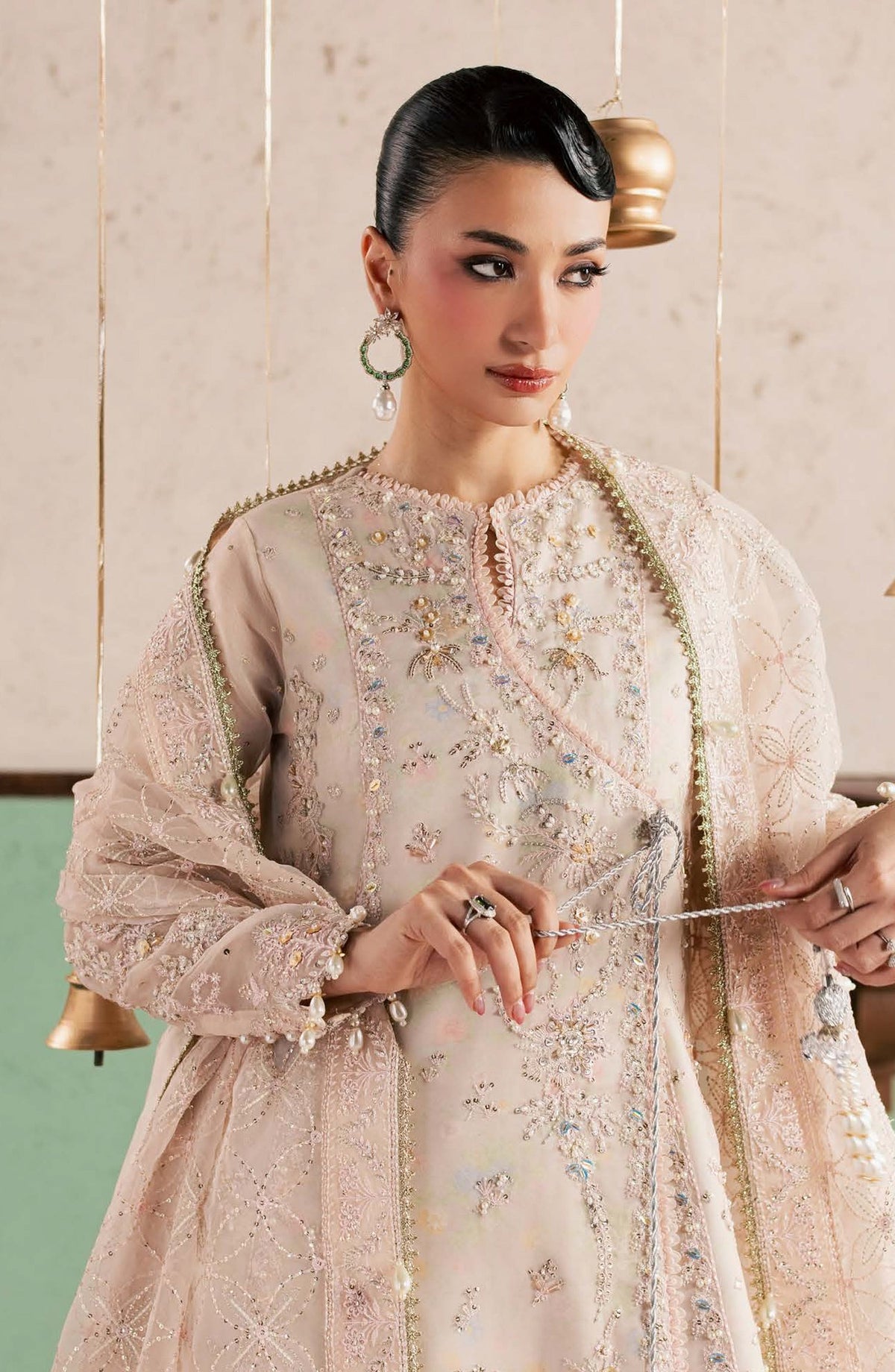 Sorelle by Aylin Luxury Embroidered Organza Unstitched 3 Piece Suit - D-04 Bellissa - AYL26SOR - Fawn - Festive Collection
