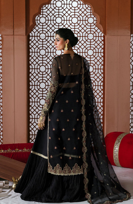 Sultaniya by Akbar Aslam Luxury Embroidered Organza Unstitched 3 Piece Suit - Mehtab - AKA25SULT - Black - Formals Collection