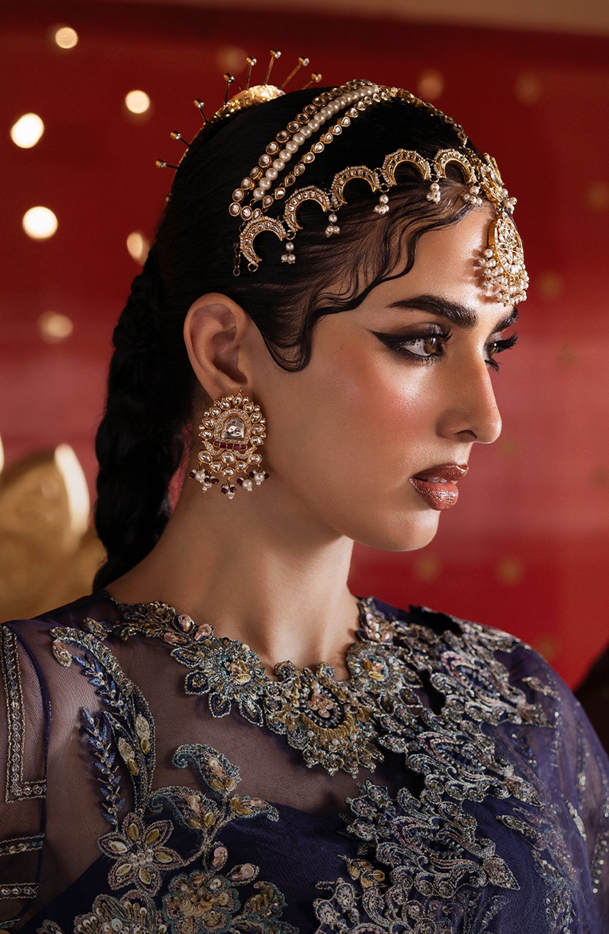 Sultaniya by Akbar Aslam Luxury Embroidered Net Unstitched 3 Piece Suit - Khanzadi - AKA25SULT - Blue - Formals Collection
