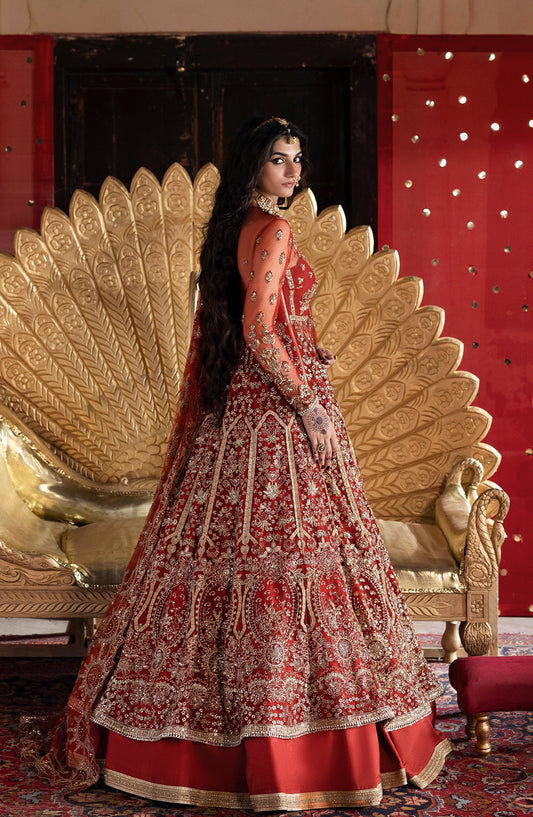 Sultaniya by Akbar Aslam Luxury Embroidered Net Unstitched 3 Piece Suit - Marjaan - AKA25SULT - Orange - Formals Collection