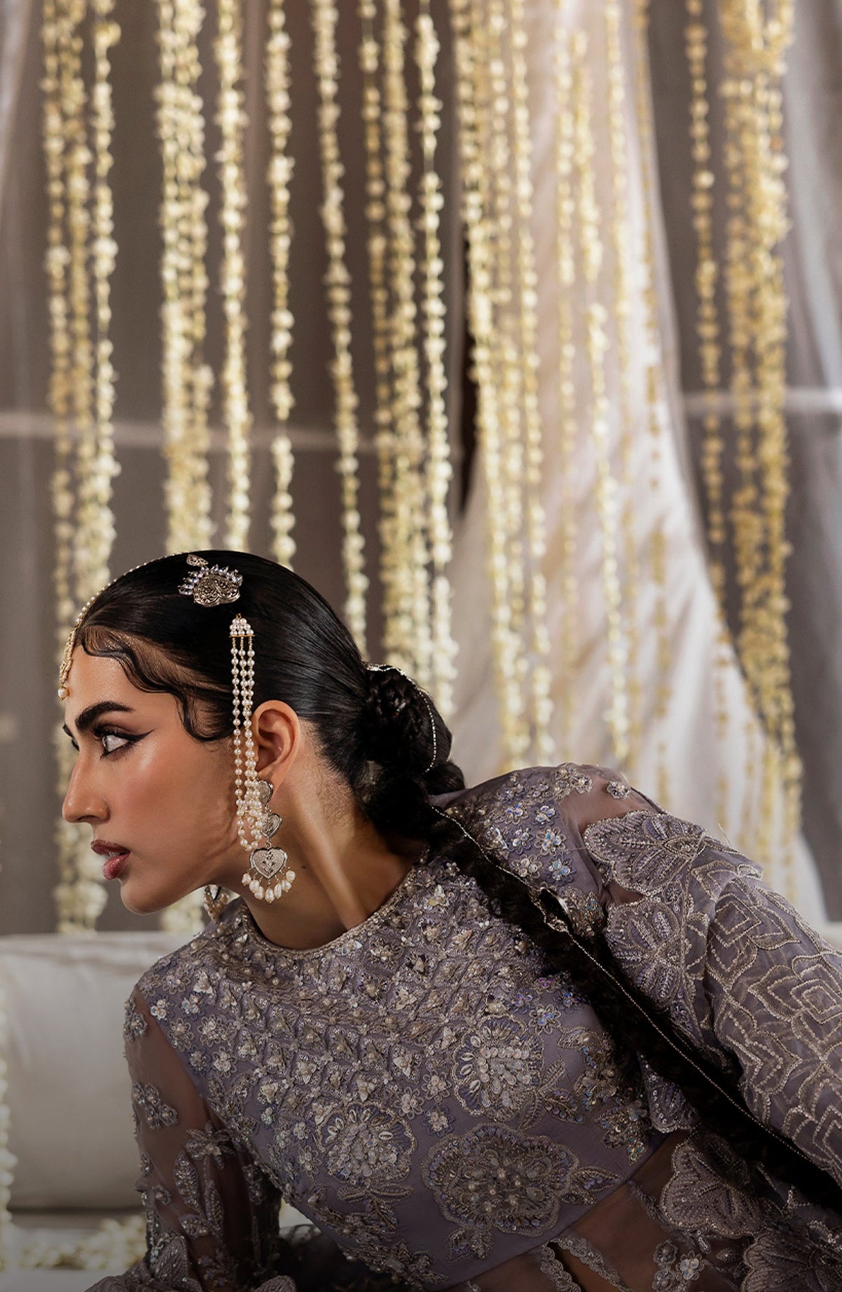 Sultaniya by Akbar Aslam Luxury Embroidered Organza Unstitched 3 Piece Suit - Yashm - AKA25SULT - Purple - Formals Collection