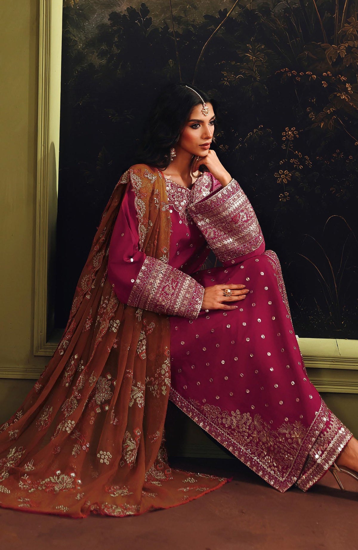 Suroor by Ramsha Luxury Embroidered Raw Silk Unstitched 3 Piece Suit - SR-101 Gulaal - RM26SR - Pink - Formal Collection