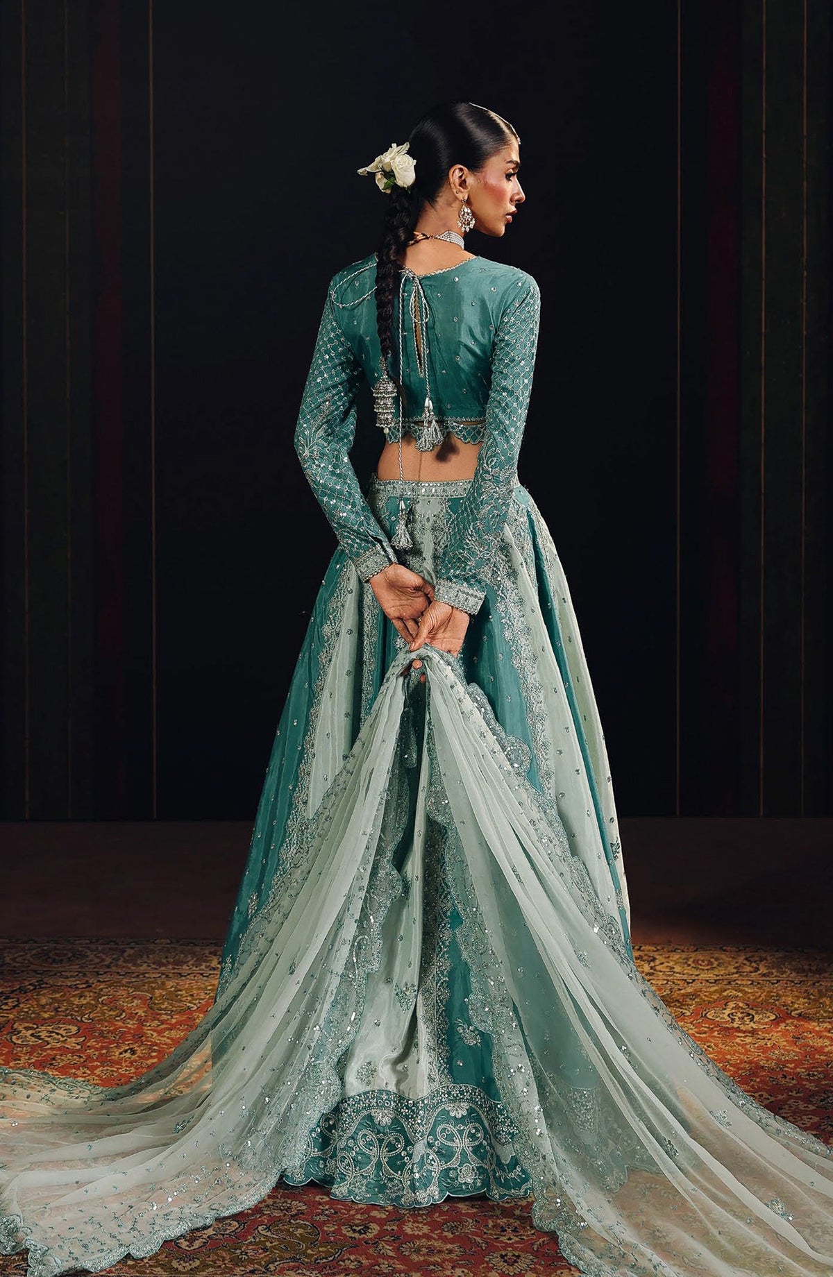 Suroor by Ramsha Luxury Embroidered Raw Silk Unstitched 3 Piece Suit - SR-107 Feroza - RM26SR - Sea Green - Formal Collection