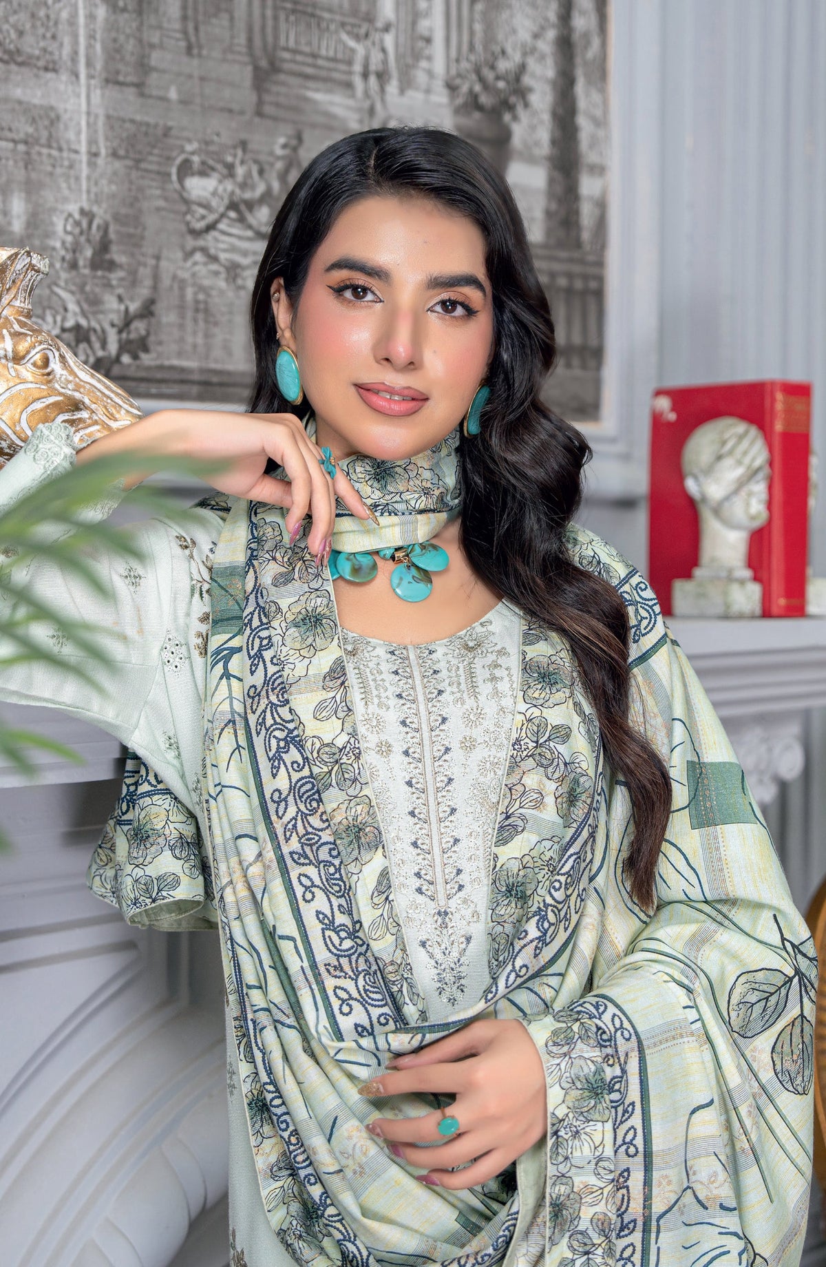 Umang by Riaz Arts Embroidered Peach Unstitched 3 Piece Suit - D-07 - RA26UMG - Blue - Winter Collection