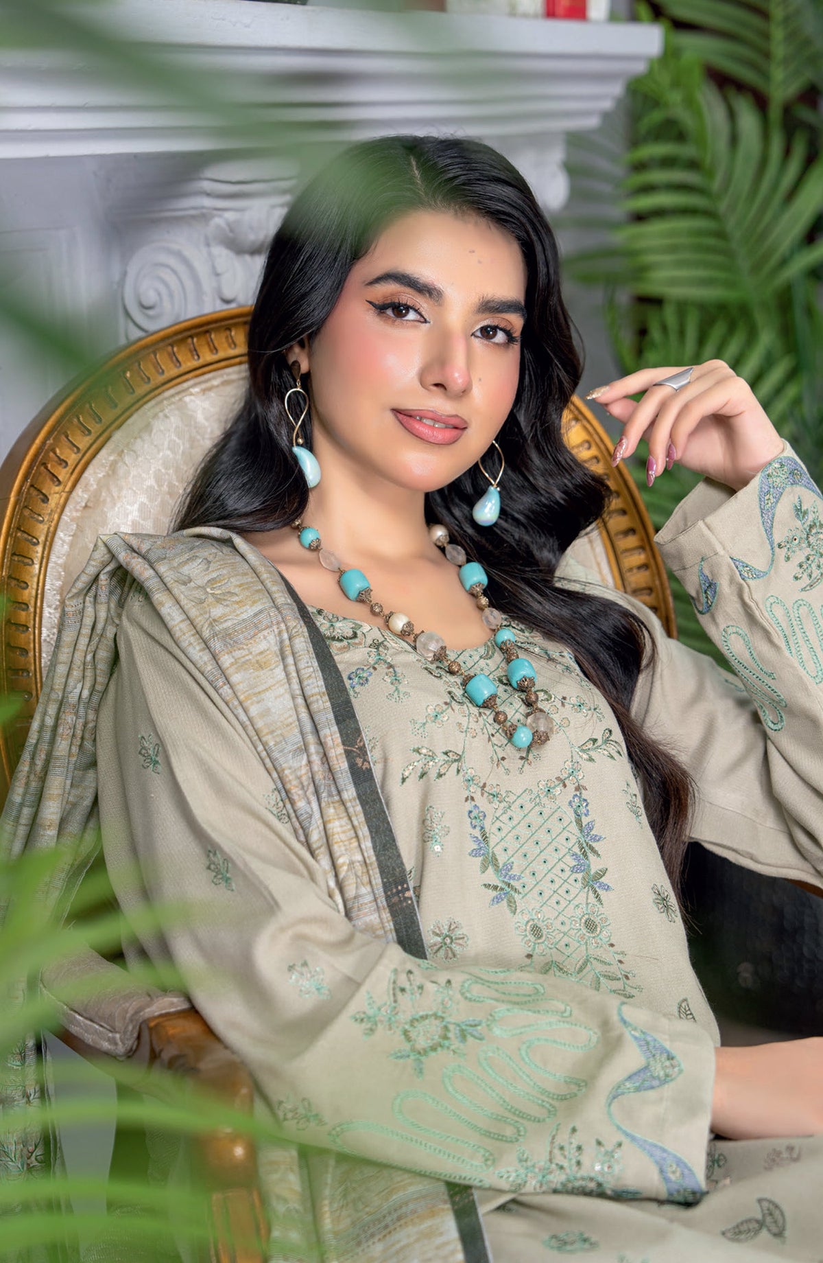 Umang by Riaz Arts Embroidered Peach Unstitched 3 Piece Suit - D-05 - RA26UMG - Grey - Winter Collection