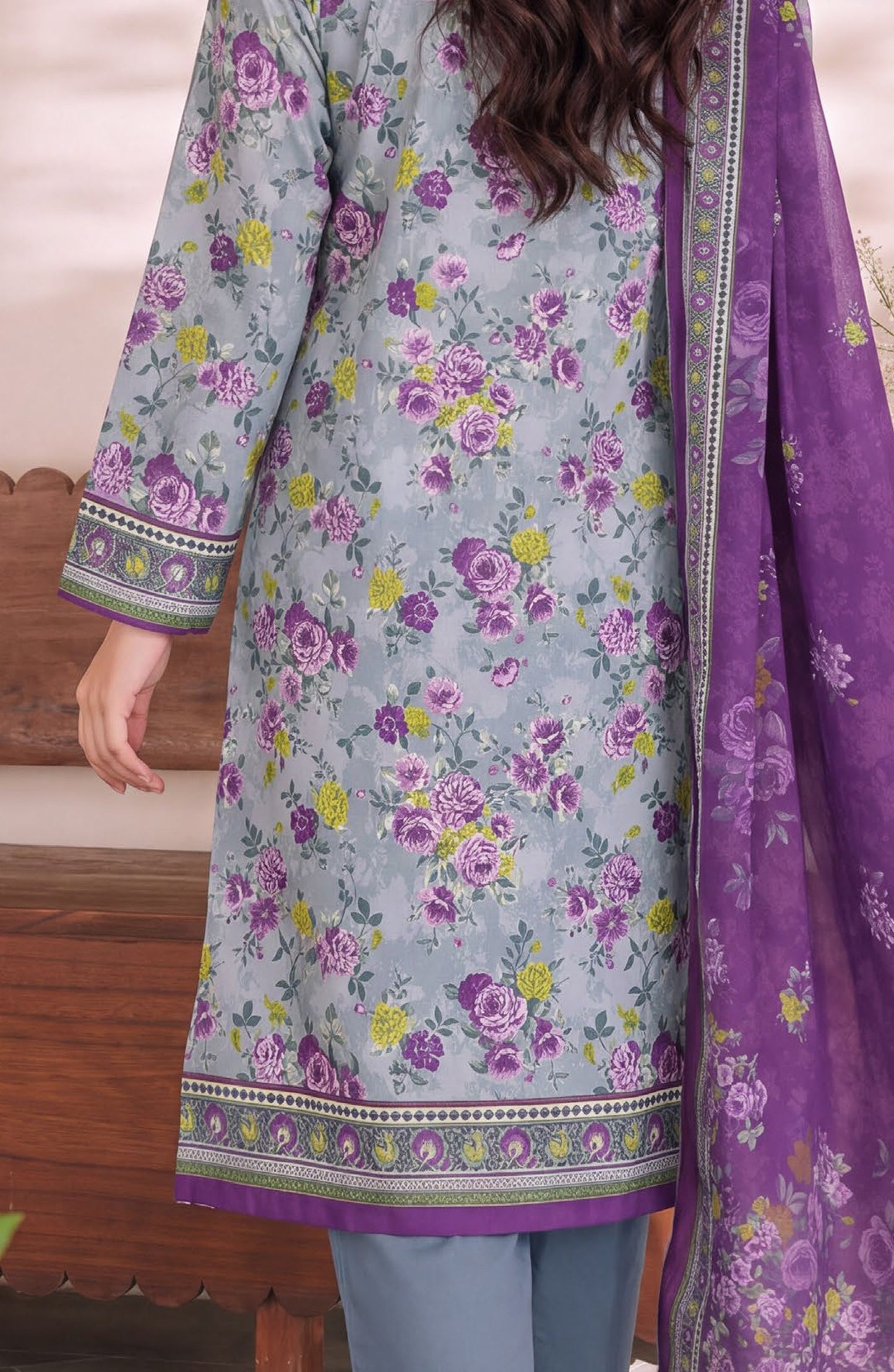 VS Daman Exclusive Printed Cambric Unstitched 3 Piece Suit - D-952 - VS26MB - Blue - Summer Collection