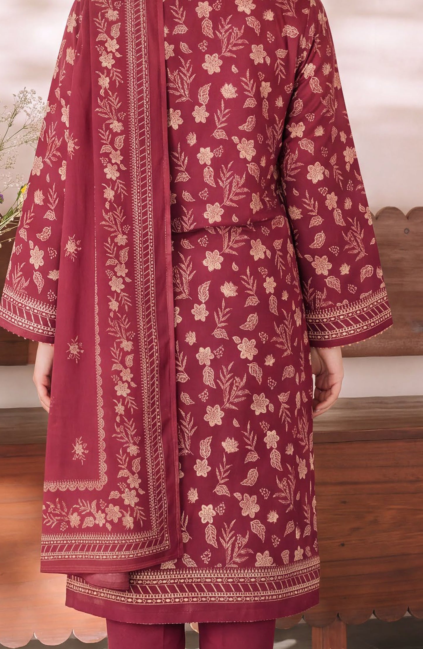 VS Daman Exclusive Printed Cambric Unstitched 3 Piece Suit - D-851 - VS26MB - Red - Summer Collection