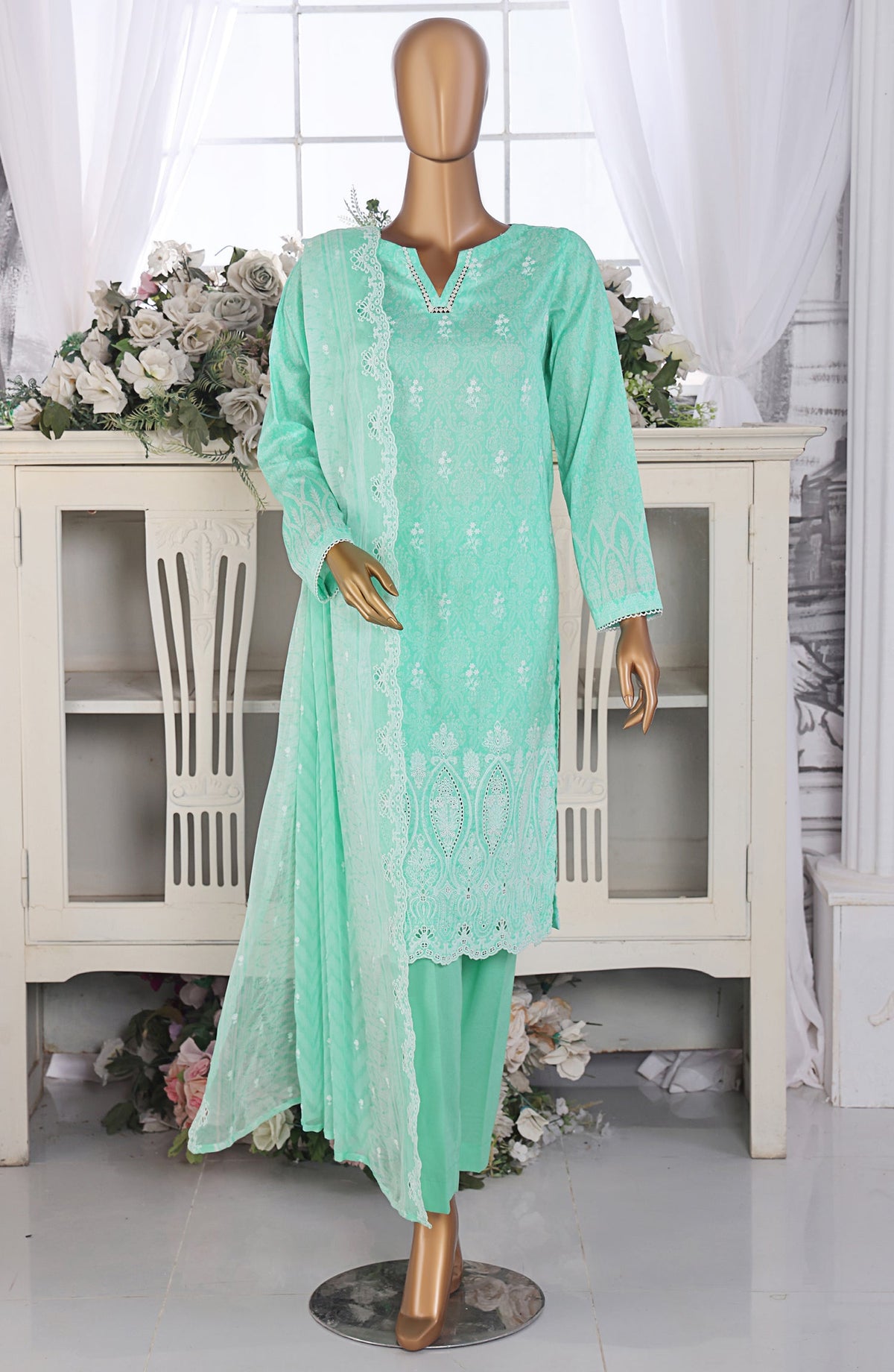 Venice by HZ Textile Embroidered Lawn Unstitched 3 Piece Suit - Design-06 - HZ26VNC - Sea Green - Summer Collection
