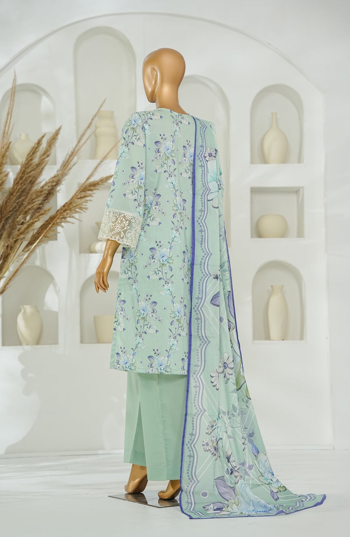 Versa by Amna Khadija Embroidered Lawn Stitched 3 Piece Suit - AKVL-08 - AM26KVL - Green - Summer Collection