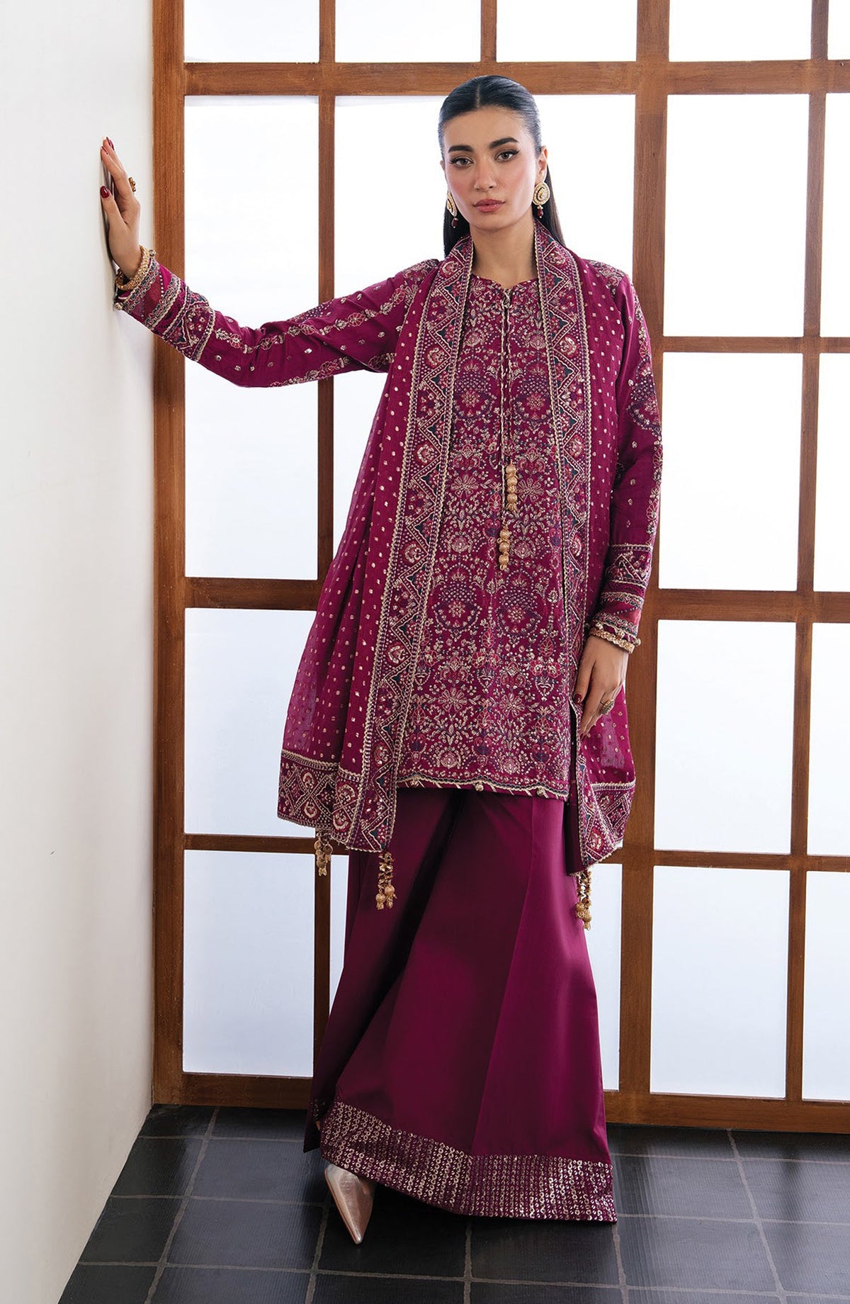 Xenia Kalani Luxury Embroidered Raw Silk Unstitched 3 Piece Suit - 06-Nayra - XF26KN - Pink - Festive Collection