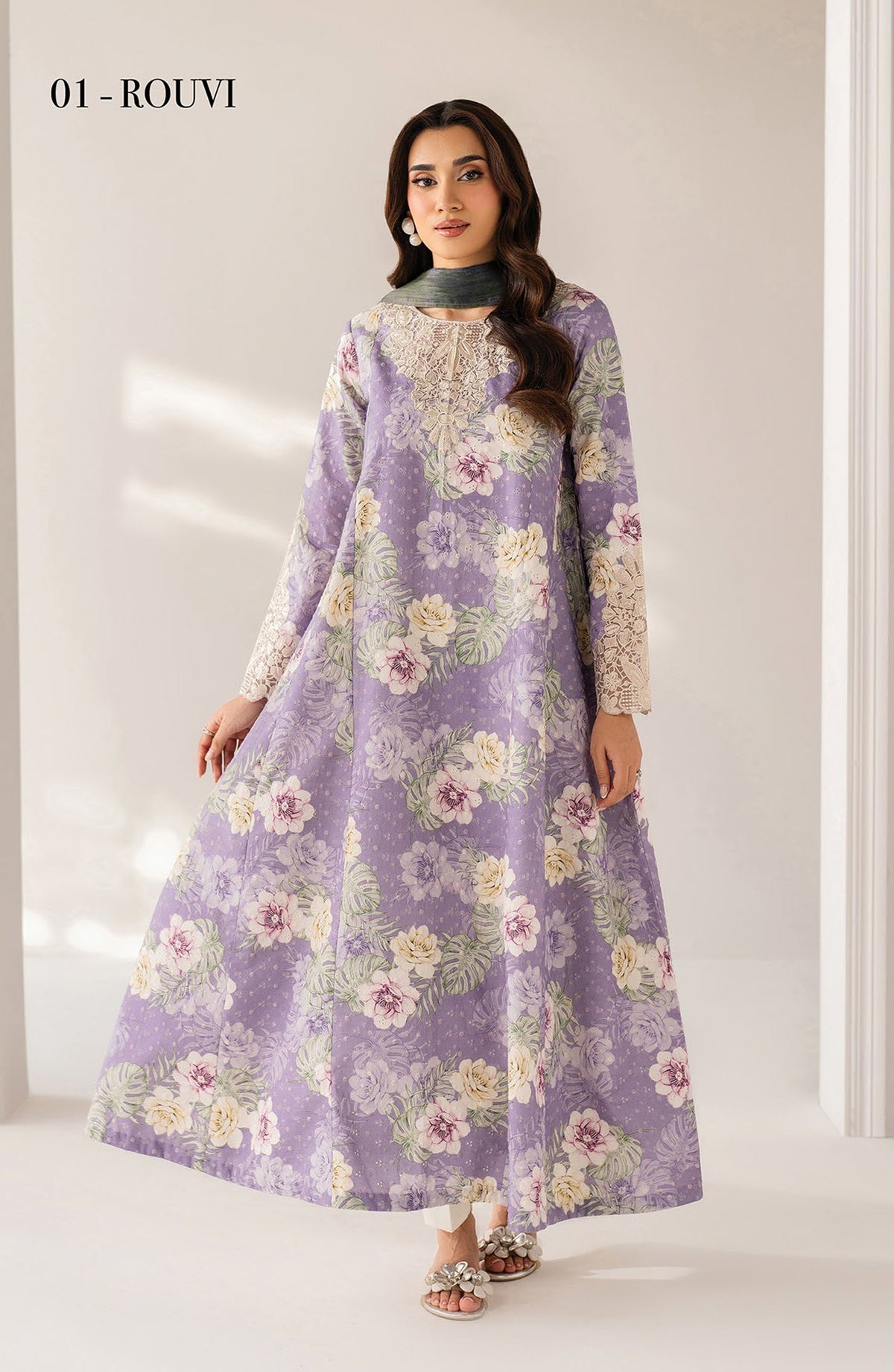 Xenia Embroidered Lawn Unstitched 3 Piece Suit - 01-Rouvi - XF26ULW - Purple - Summer Collection