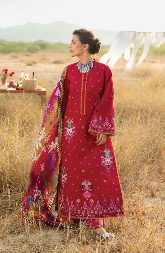 Zainab Chottani Embroidered Jacquard Unstitched 3 Piece Suit - D-07 - ZBC26SS - Pink - Spring Summer Collection