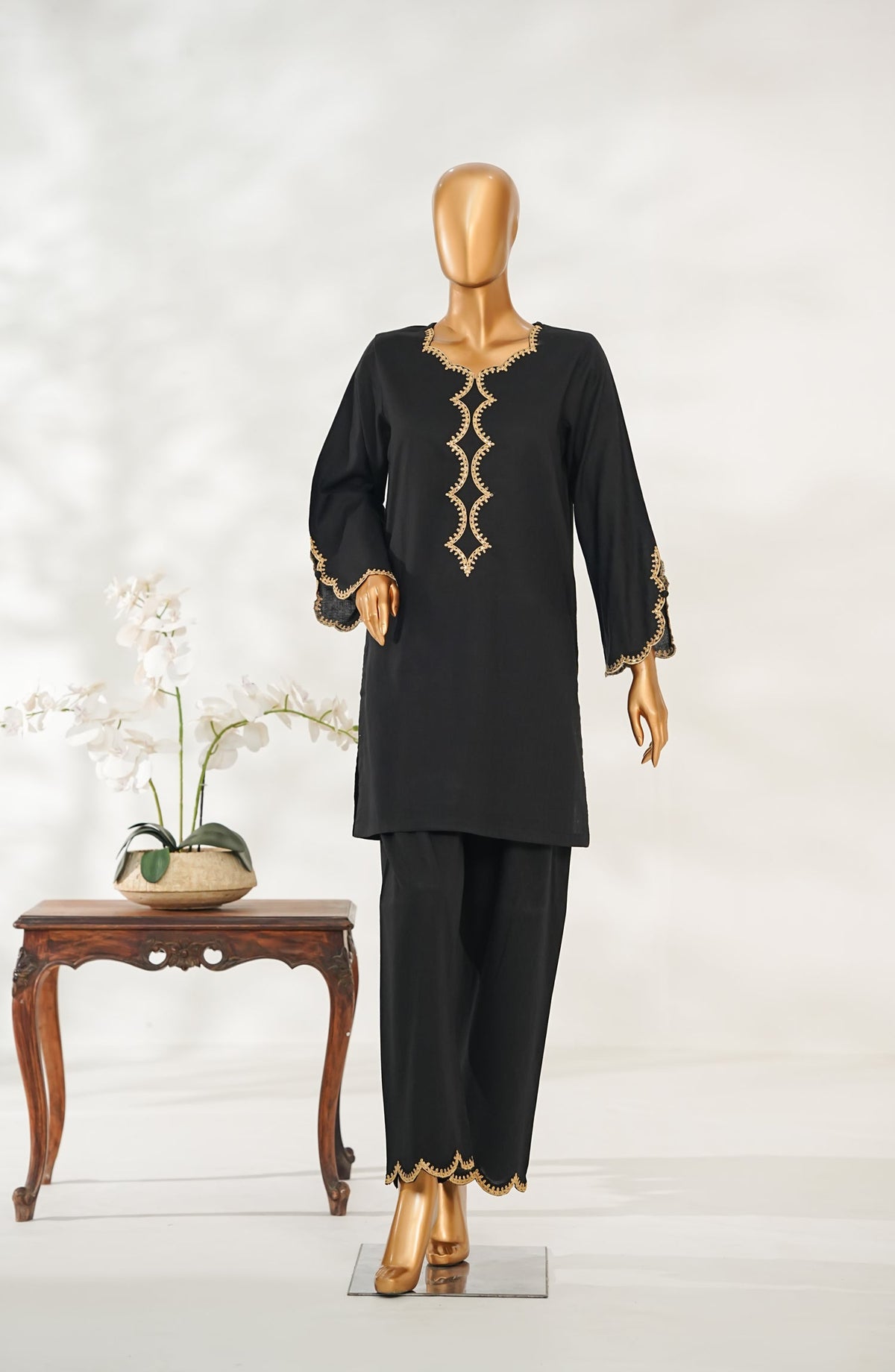 Zaira Royal by Amna Khadija Embroidered Cotton Jacquard Stitched 2 Piece Suit - ZR-05 - AM25ZAIRA - Black - Winter Collection