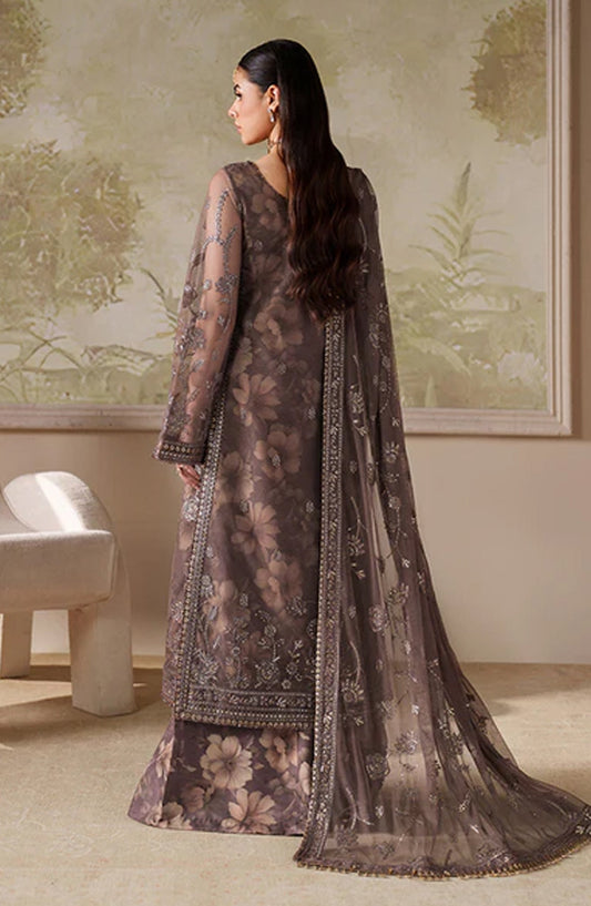 Zaneera by Zarif Embroidered Net Unstitched 3 Piece Suit - ZRF-ZPE-08 MAHVEER - ZRF25ZNR - Purple - Formals Collection