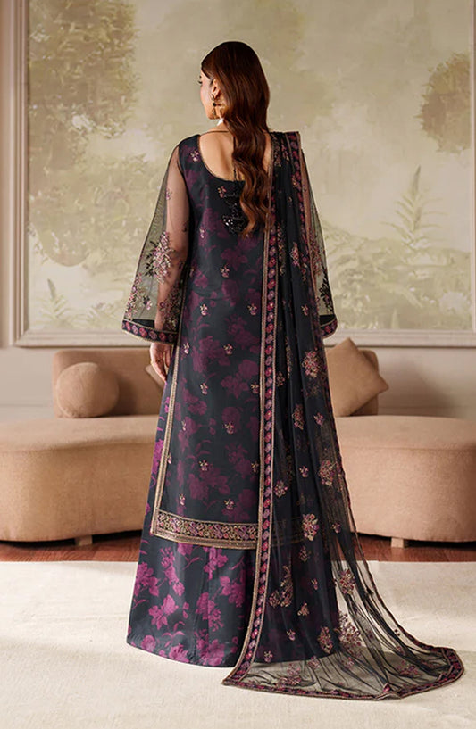 Zaneera by Zarif Embroidered Net Unstitched 3 Piece Suit - ZRF-ZPE-05 ASHAAL - ZRF25ZNR - Blue - Formals Collection